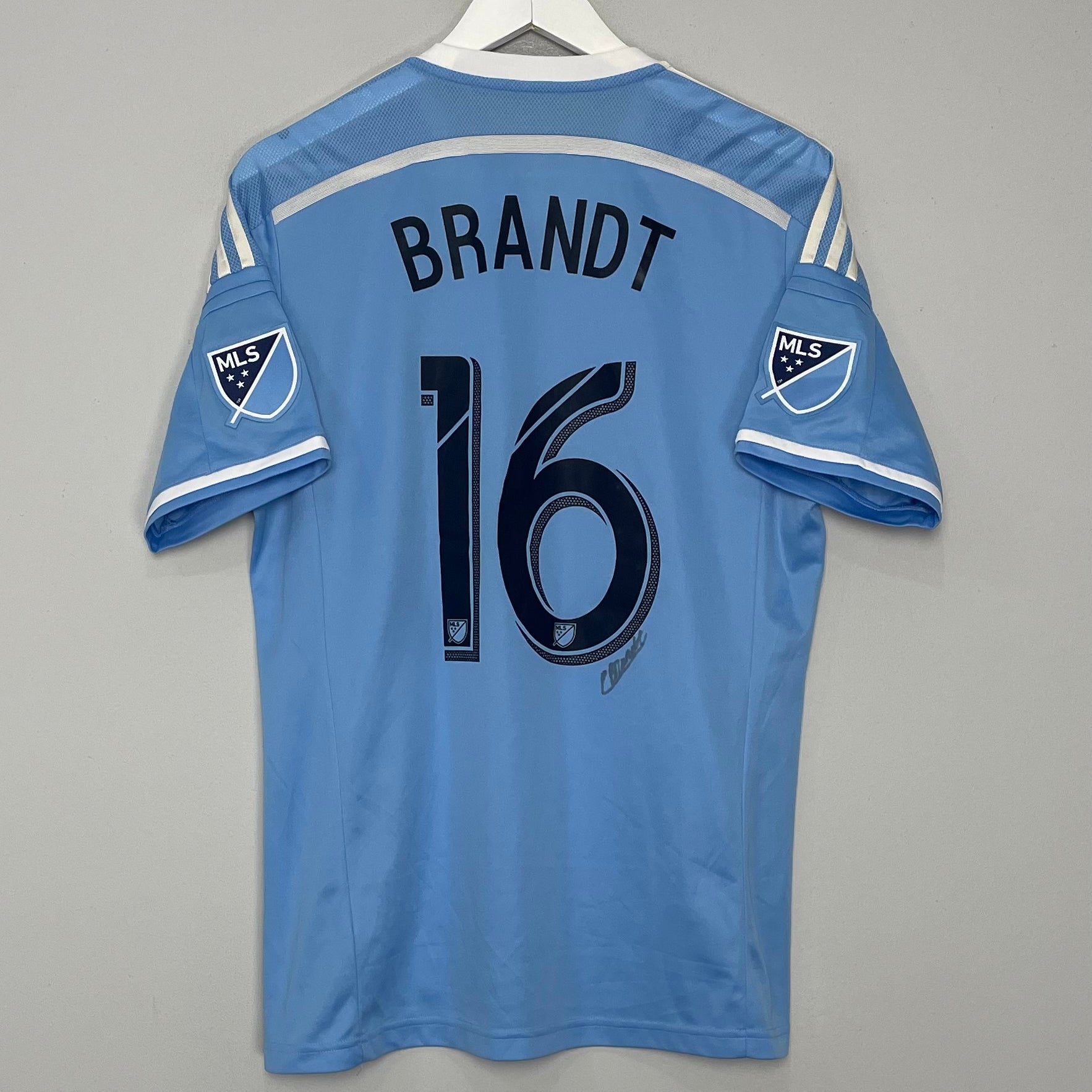 Shop 2015/16 NEW YORK CITY BRANDT #16 *SIGNED* PLAYER ISSUE HOME SHIRT (L) ADIDAS, classic football shirts, vintage football shirts & retro soccer jerseys at Cult Kits