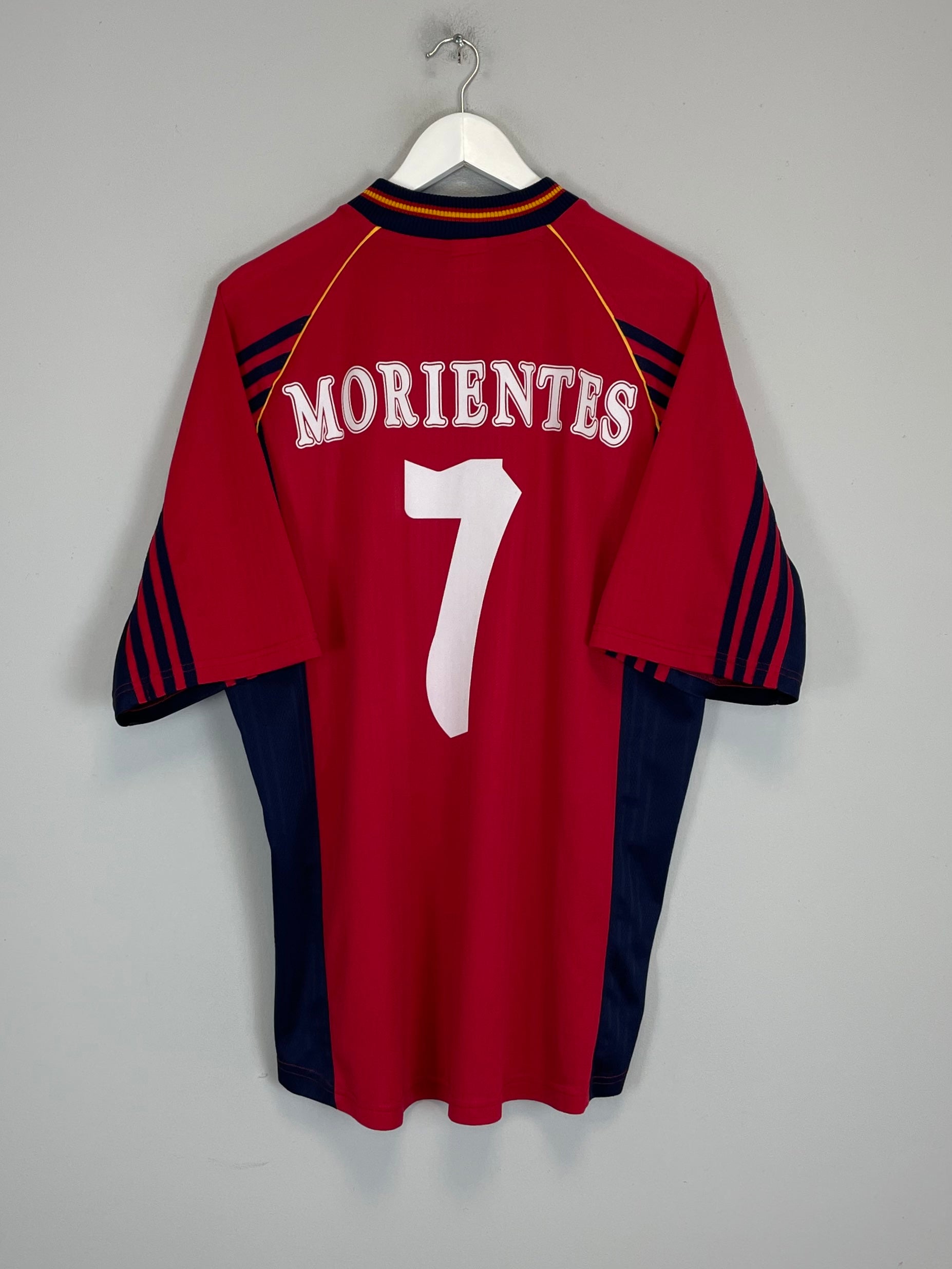 Shop 1998/00 SPAIN MORIENTES #7 HOME SHIRT (L) ADIDAS, classic football shirts, vintage football shirts & retro soccer jerseys at Cult Kits