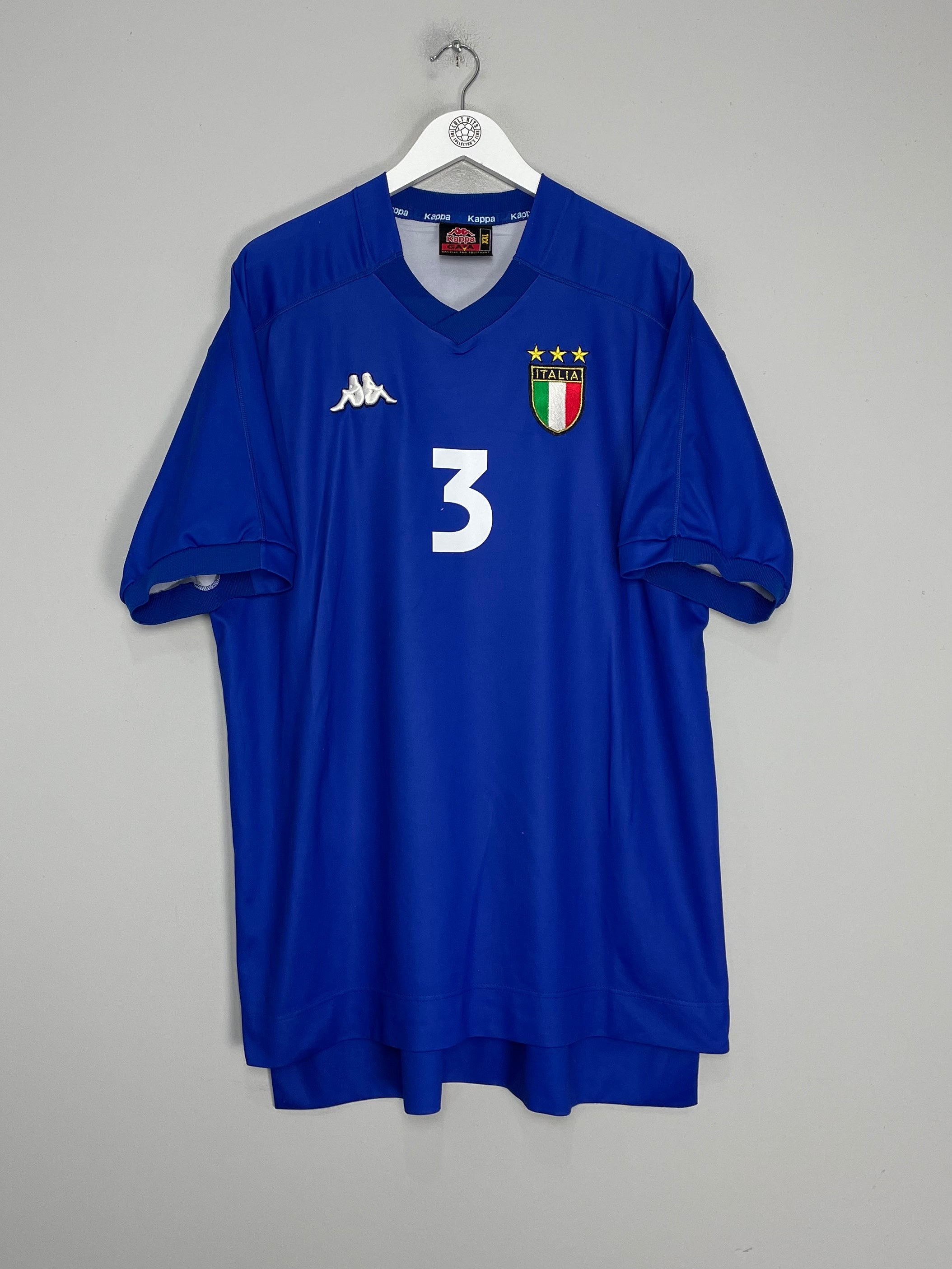 Shop 1998/99 ITALY MALDINI #3 HOME SHIRT (XXL) KAPPA, classic football shirts, vintage football shirts & retro soccer jerseys at Cult Kits