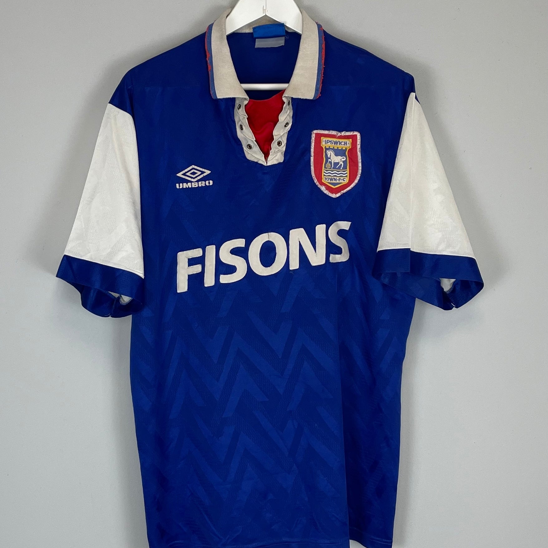 Shop 1992/94 IPSWICH TOWN HOME SHIRT (XL) UMBRO, classic football shirts, vintage football shirts & retro soccer jerseys at Cult Kits