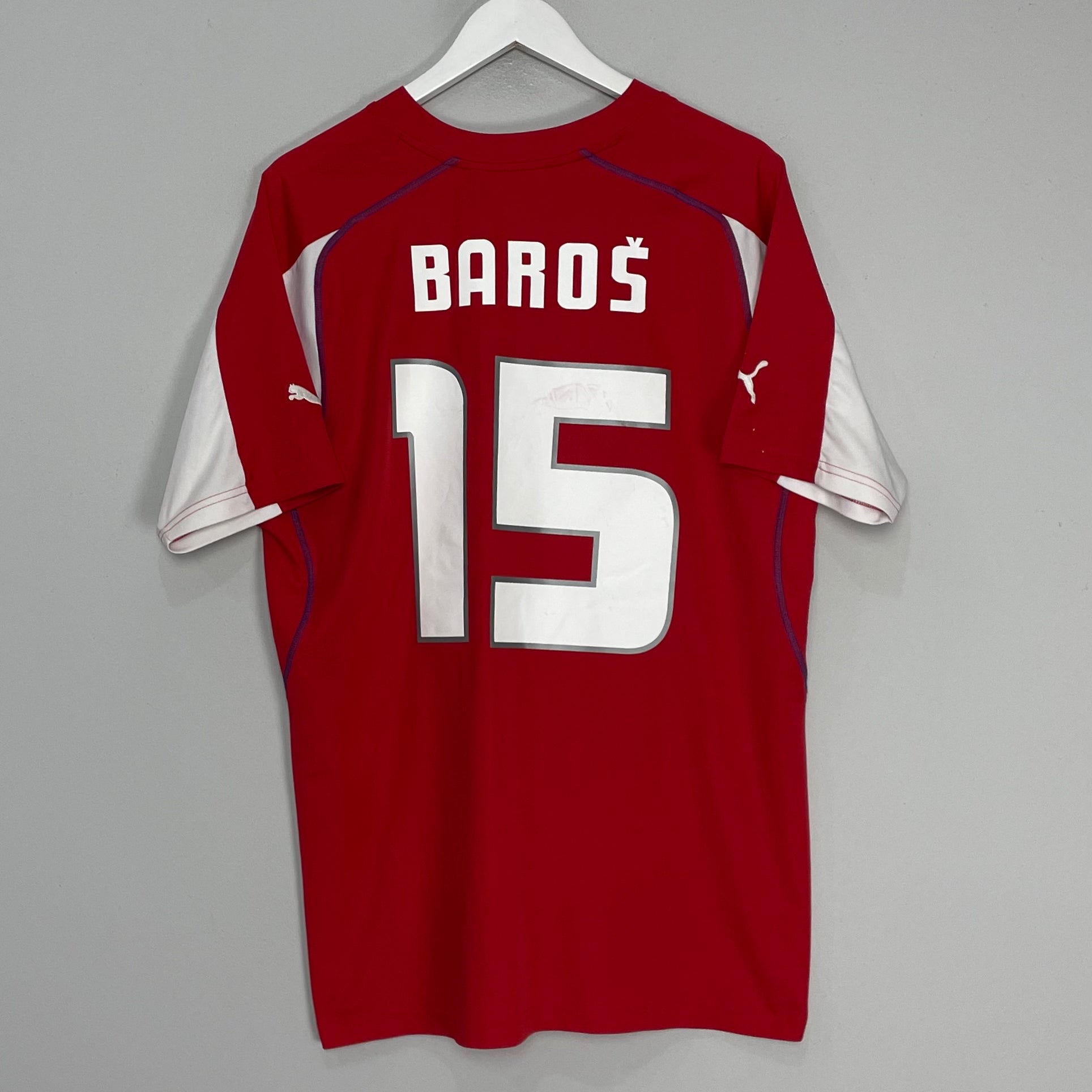 Shop 2003/04 CZECH REPUBLIC BAROS #15 HOME SHIRT (XL) PUMA, classic football shirts, vintage football shirts & retro soccer jerseys at Cult Kits