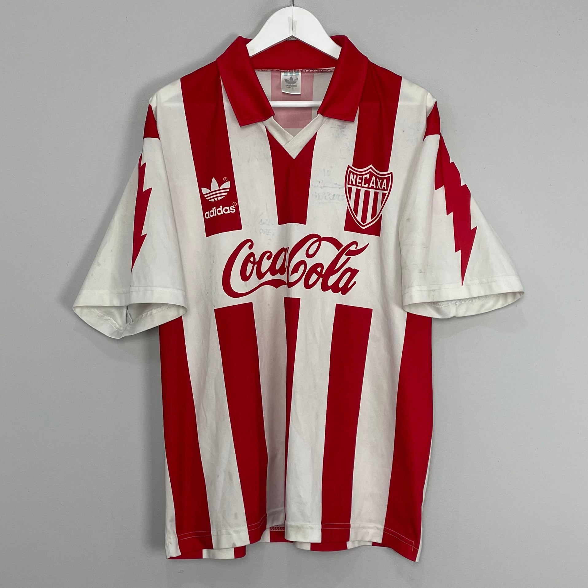 Shop 1994/95 NECAXA *SIGNED* HOME SHIRT (M) ADIDAS, classic football shirts, vintage football shirts & retro soccer jerseys at Cult Kits