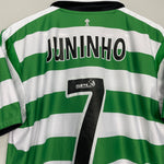 Shop 2004/05 CELTIC JUNINHO #7 *SQUAD SIGNED* HOME SHIRT (L) UMBRO, classic football shirts, vintage football shirts & retro soccer jerseys at Cult Kits
