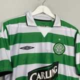Shop 2004/05 CELTIC JUNINHO #7 *SQUAD SIGNED* HOME SHIRT (L) UMBRO, classic football shirts, vintage football shirts & retro soccer jerseys at Cult Kits