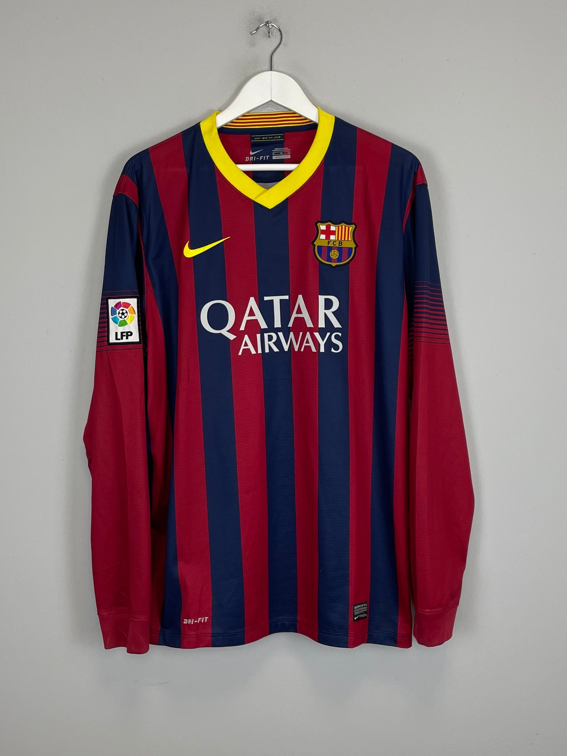 Shop 2013/14 BARCELONA MESSI #10 L/S HOME SHIRT (XL) NIKE, classic football shirts, vintage football shirts & retro soccer jerseys at Cult Kits