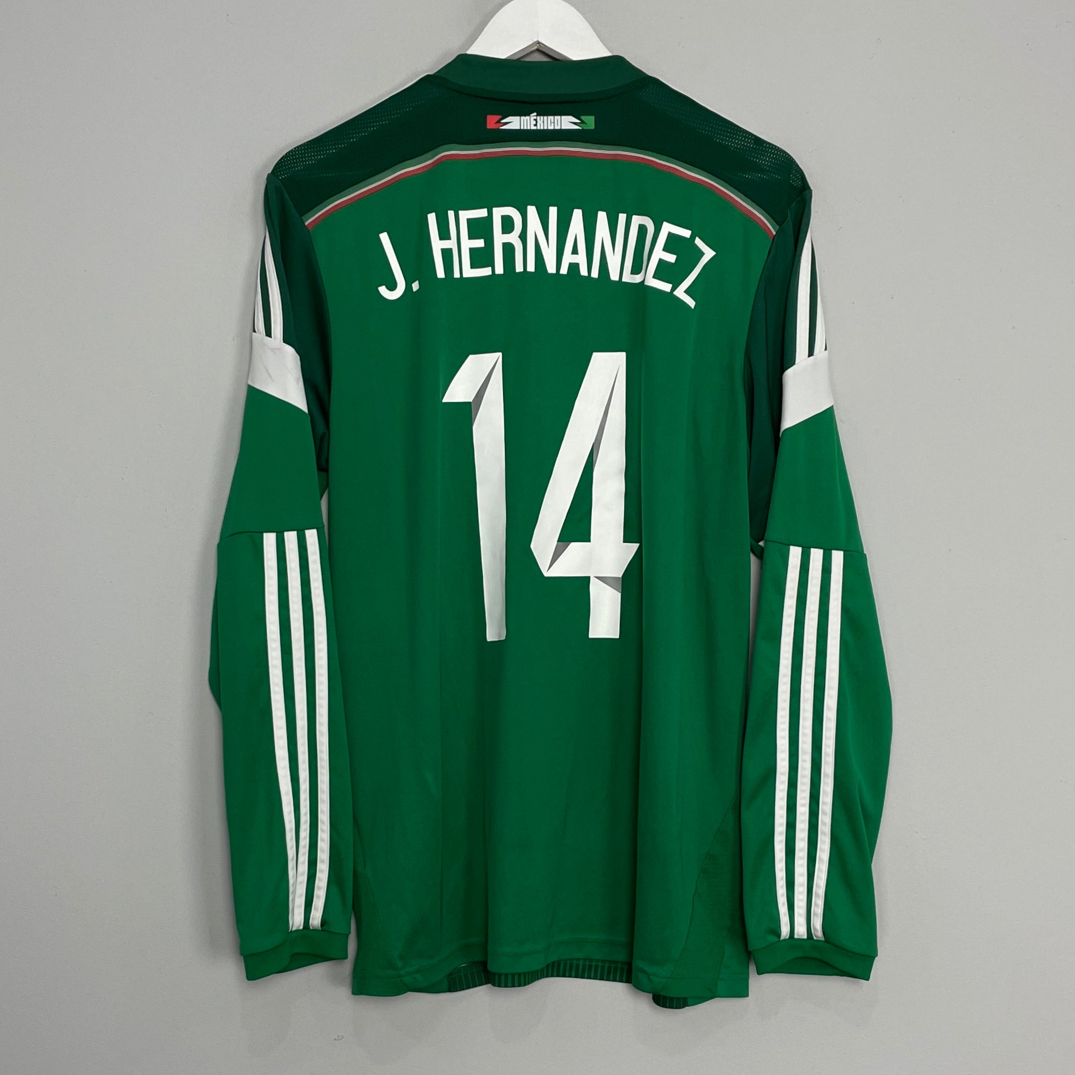 Shop 2014/15 MEXICO J.HERNANDEZ #14 L/S HOME SHIRT (L) ADIDAS, classic football shirts, vintage football shirts & retro soccer jerseys at Cult Kits