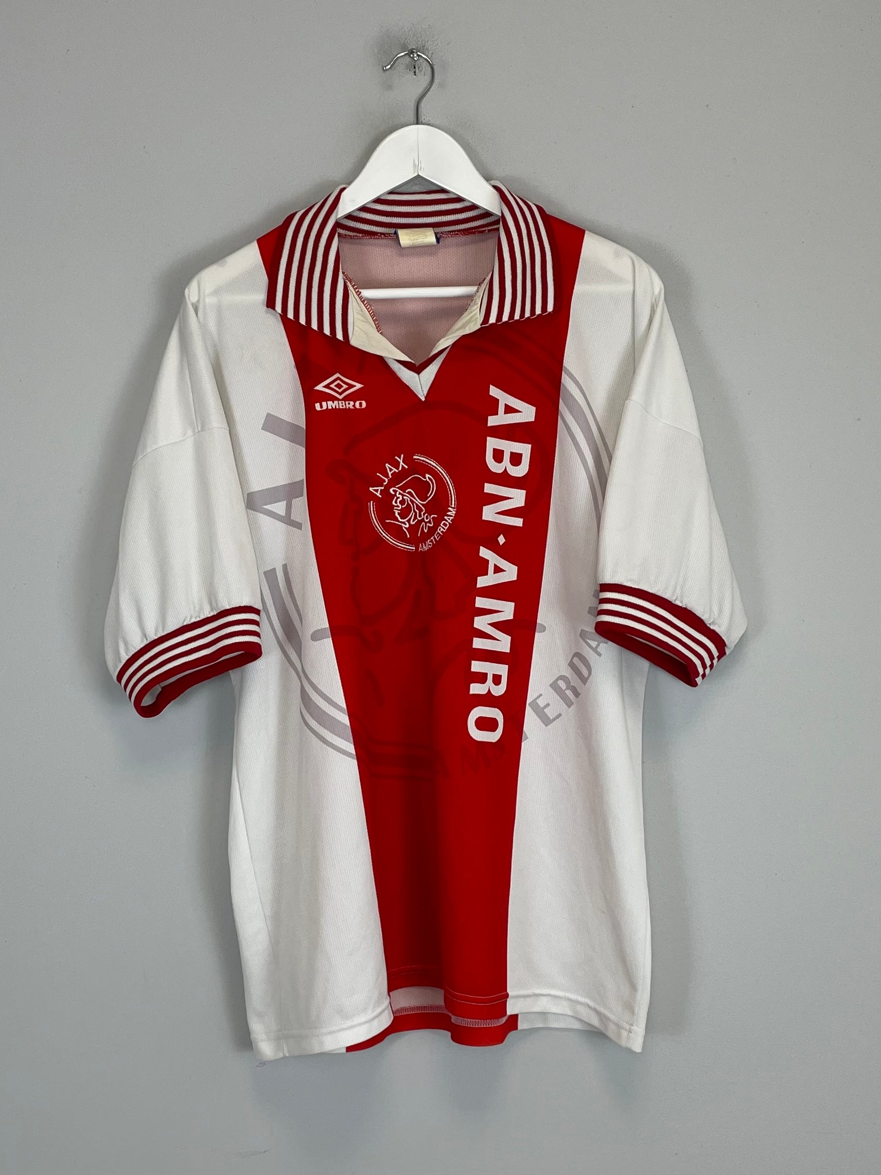 Shop 1996/97 AJAX HOME SHIRT (XL) UMBRO, classic football shirts, vintage football shirts & retro soccer jerseys at Cult Kits