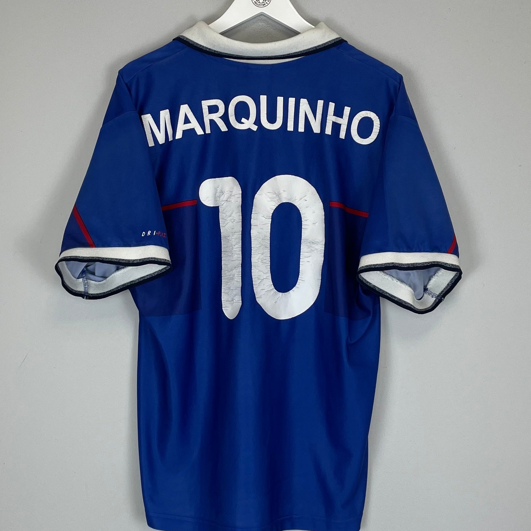 Shop 1997/99 RANGERS MARQUINHO #10 HOME SHIRT (XL) NIKE, classic football shirts, vintage football shirts & retro soccer jerseys at Cult Kits