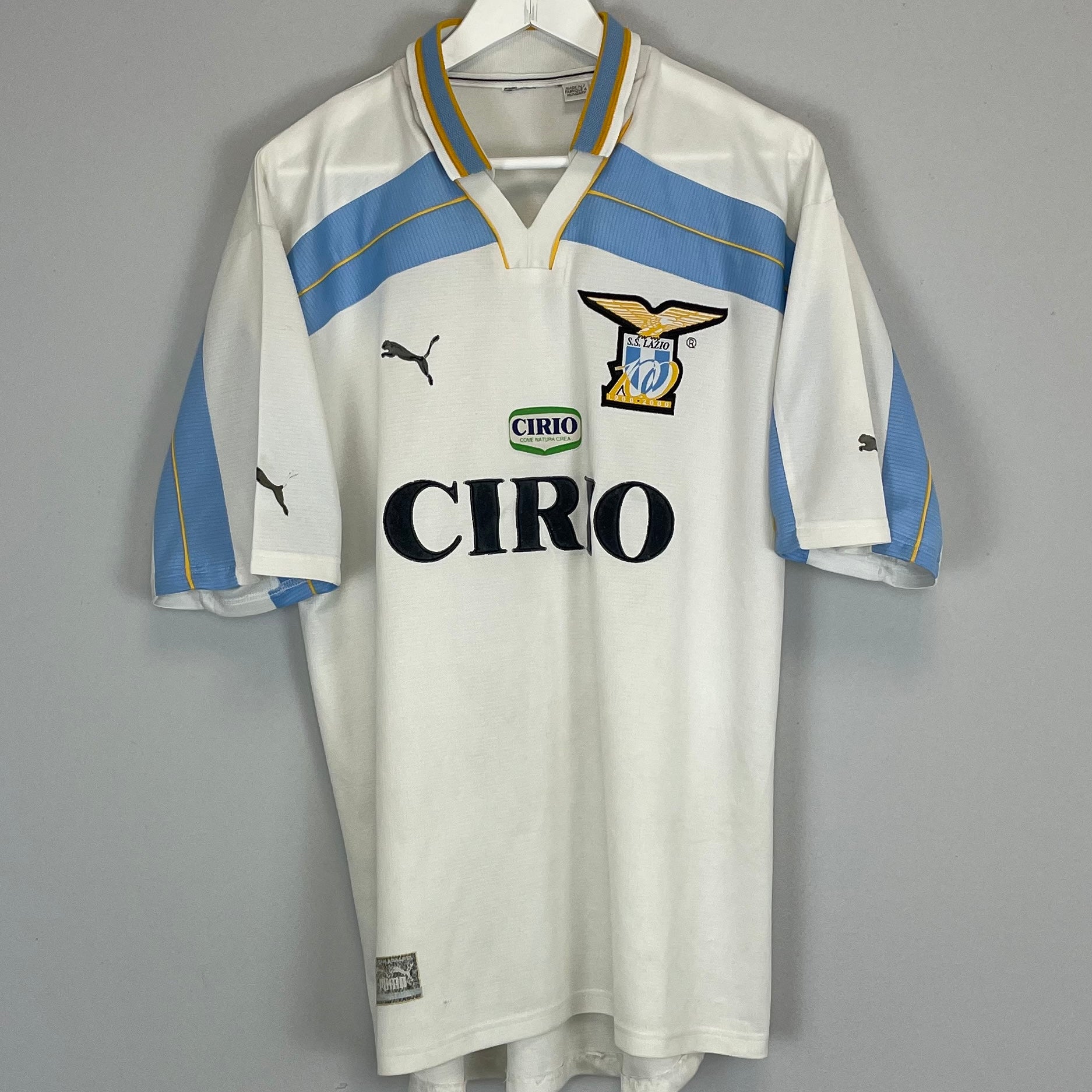 Shop 1999/00 LAZIO CENTENARY AWAY SHIRT (XL) PUMA, classic football shirts, vintage football shirts & retro soccer jerseys at Cult Kits