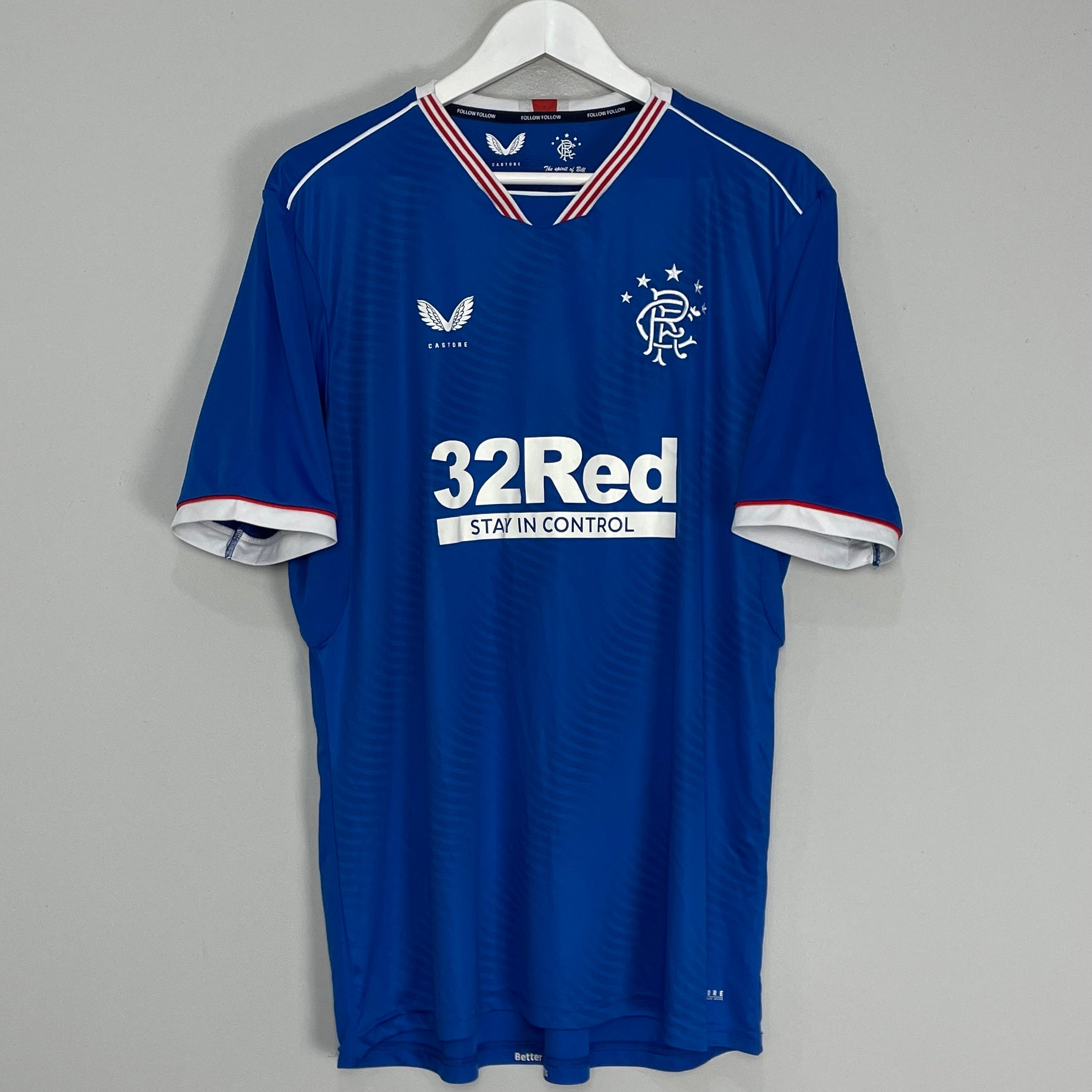 Shop 2020/21 RANGERS HOME SHIRT (XL) CASTORE, classic football shirts, vintage football shirts & retro soccer jerseys at Cult Kits