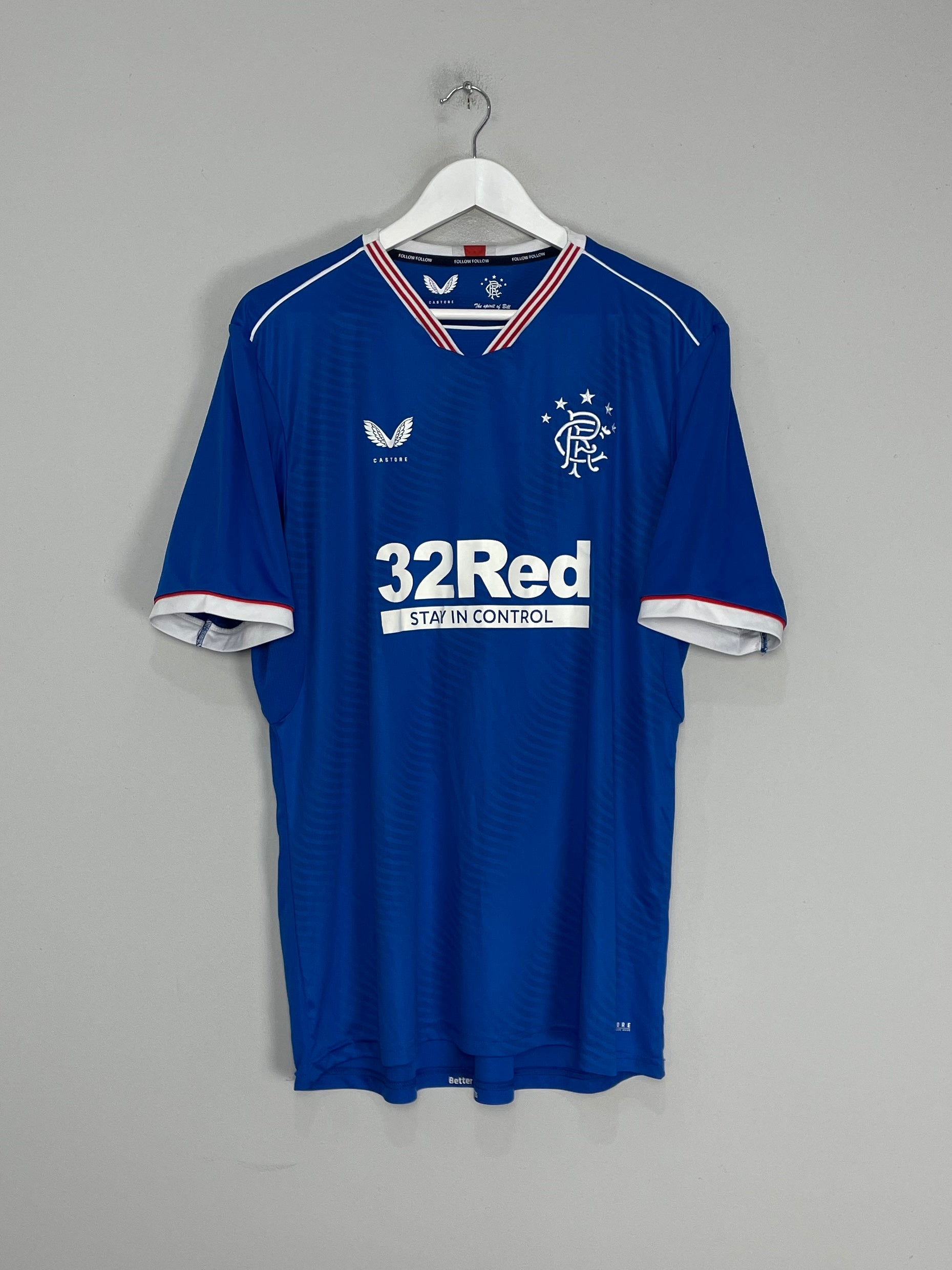 Shop 2020/21 RANGERS HOME SHIRT (XL) CASTORE, classic football shirts, vintage football shirts & retro soccer jerseys at Cult Kits