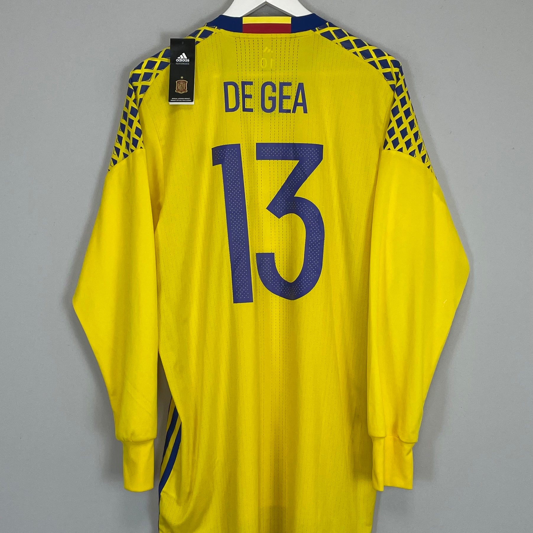 Shop 2016/17 SPAIN DE GEA #13 *PLAYER ISSUE* BNWT GK SHIRT (XL) ADIDAS, classic football shirts, vintage football shirts & retro soccer jerseys at Cult Kits