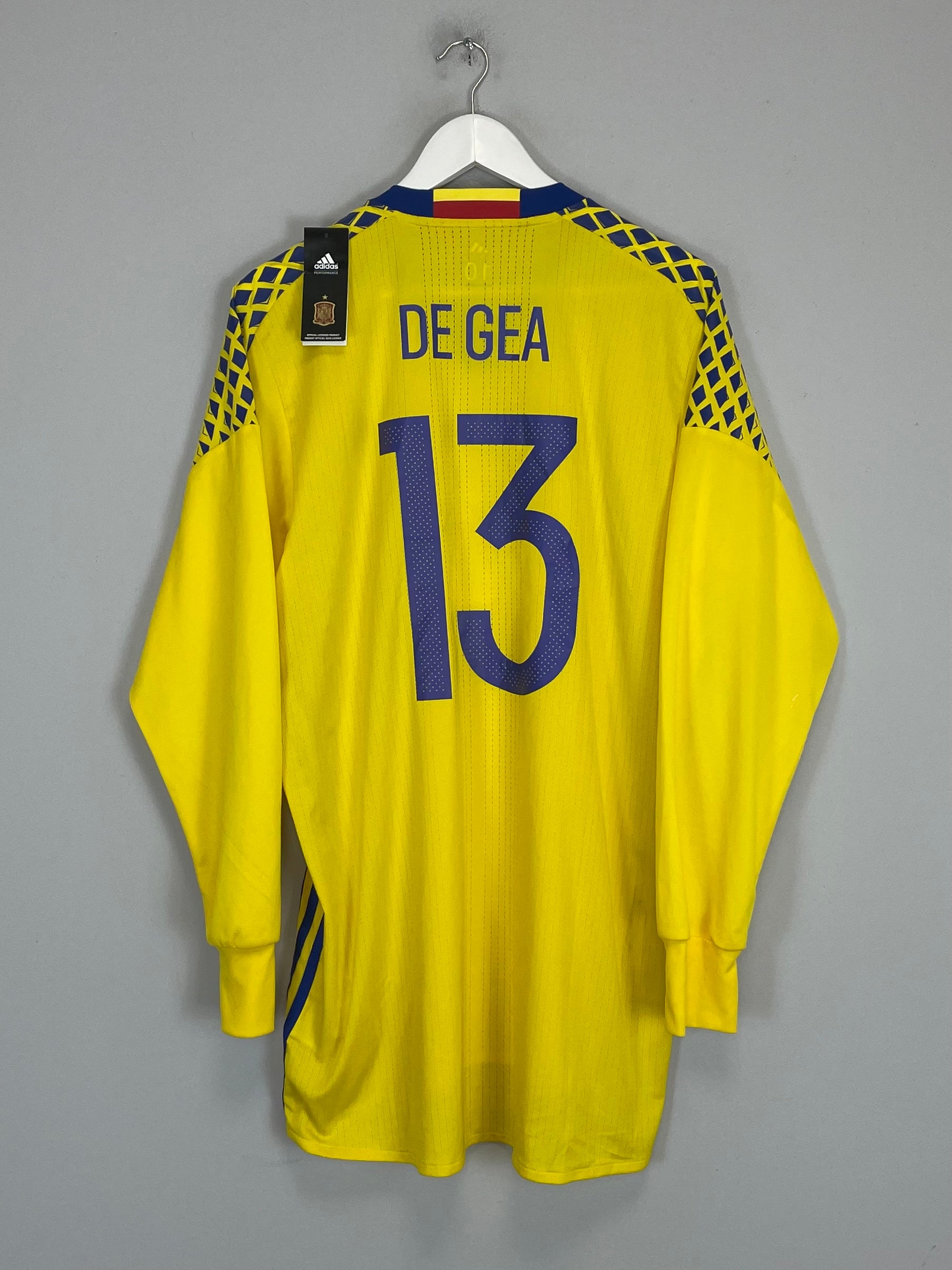 Shop 2016/17 SPAIN DE GEA #13 *PLAYER ISSUE* BNWT GK SHIRT (XL) ADIDAS, classic football shirts, vintage football shirts & retro soccer jerseys at Cult Kits