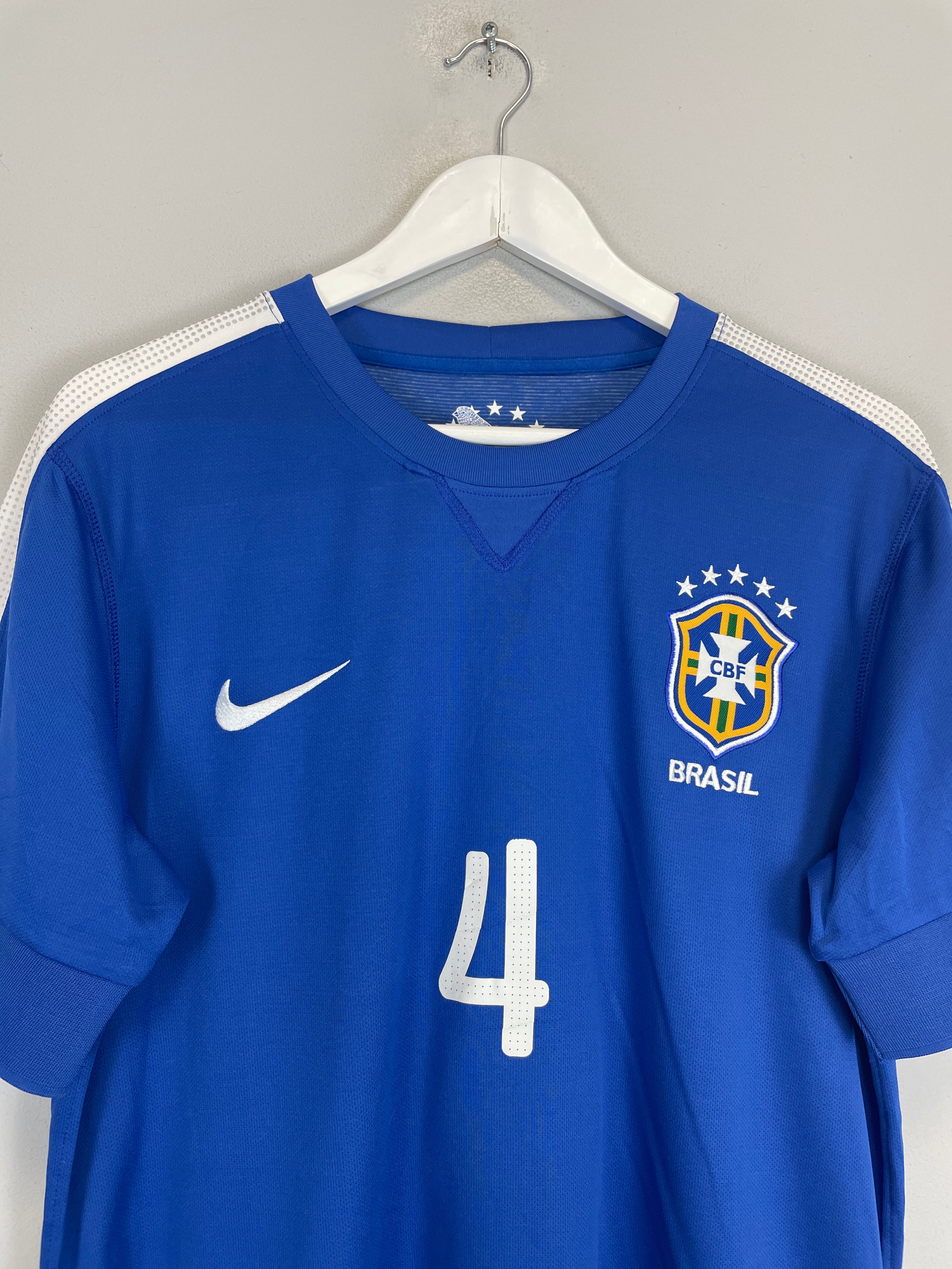Shop 2013/14 BRAZIL LUIZ #4 AWAY SHIRT (M) NIKE, classic football shirts, vintage football shirts & retro soccer jerseys at Cult Kits