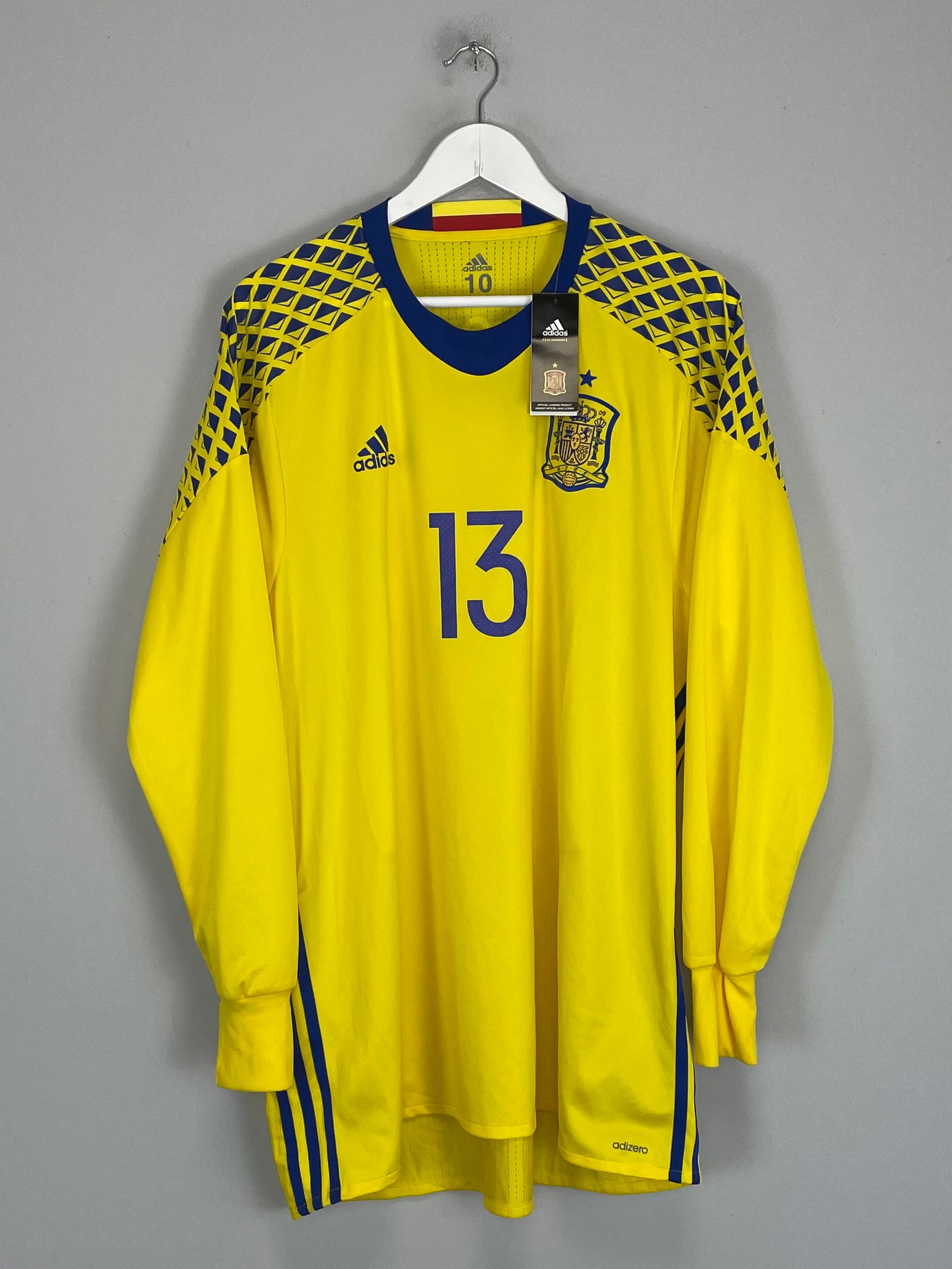 Shop 2016/17 SPAIN DE GEA #13 *PLAYER ISSUE* BNWT GK SHIRT (XL) ADIDAS, classic football shirts, vintage football shirts & retro soccer jerseys at Cult Kits