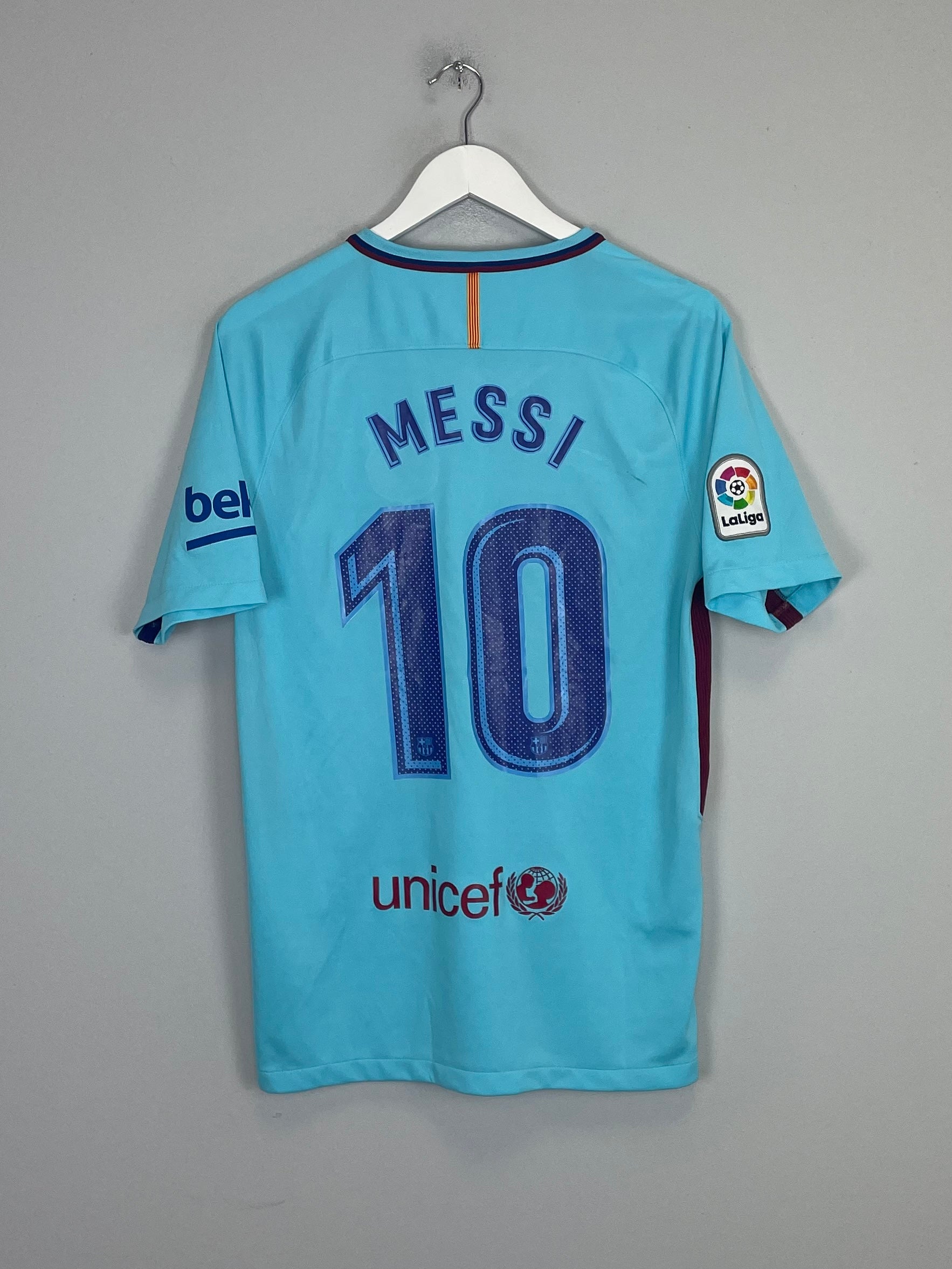 Shop 2017/18 BARCELONA MESSI #10 AWAY SHIRT (M) NIKE, classic football shirts, vintage football shirts & retro soccer jerseys at Cult Kits