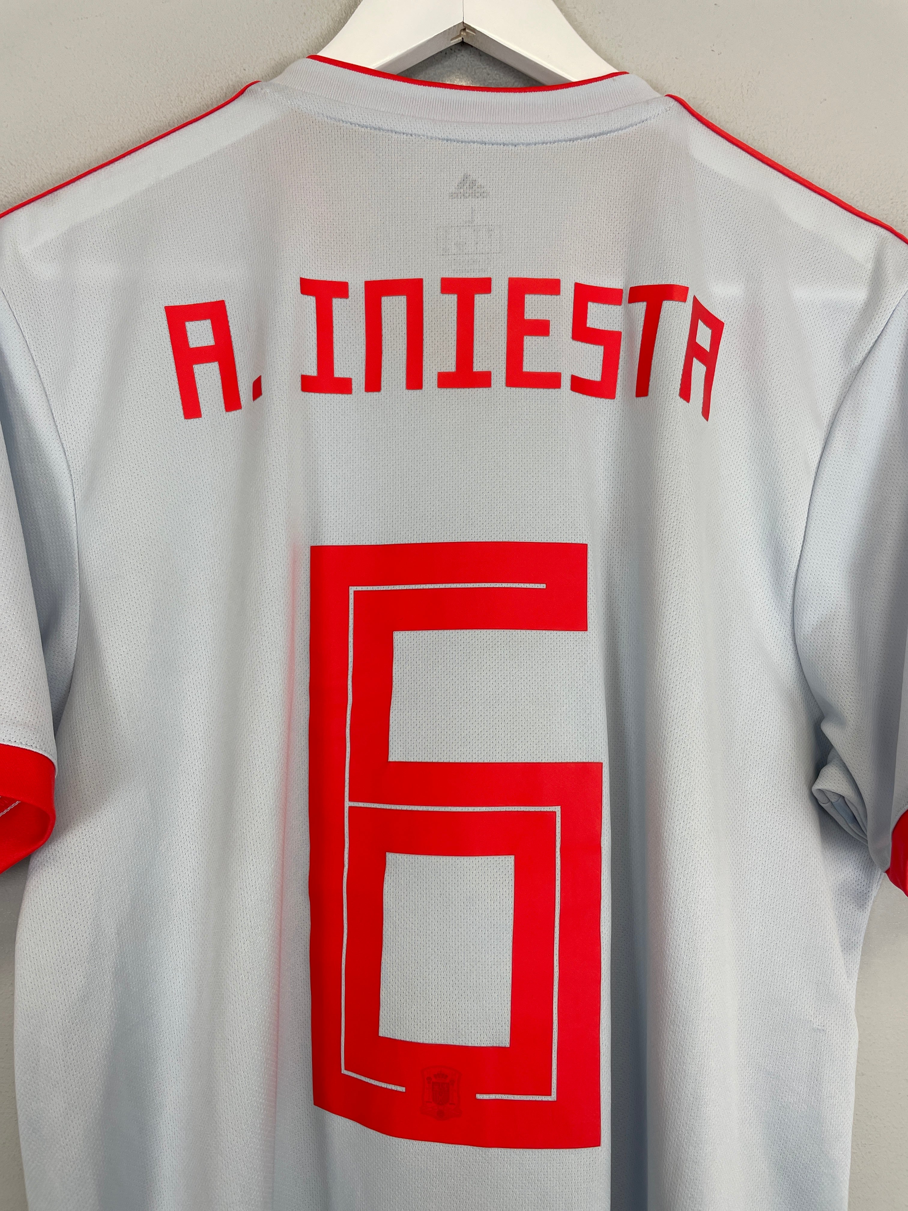Shop 2018/19 SPAIN A.INIESTA #6 AWAY SHIRT (L) ADIDAS, classic football shirts, vintage football shirts & retro soccer jerseys at Cult Kits