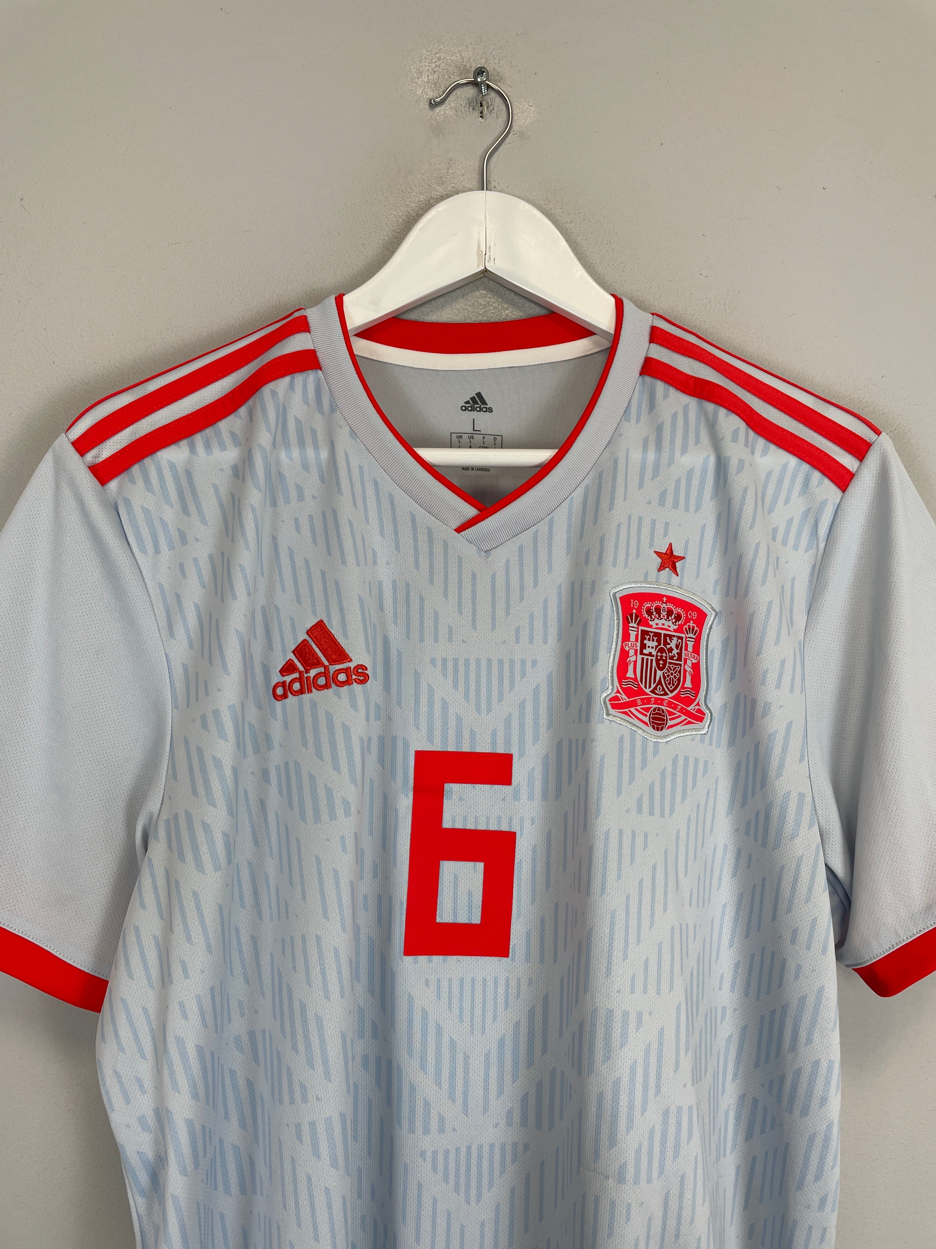 Shop 2018/19 SPAIN A.INIESTA #6 AWAY SHIRT (L) ADIDAS, classic football shirts, vintage football shirts & retro soccer jerseys at Cult Kits