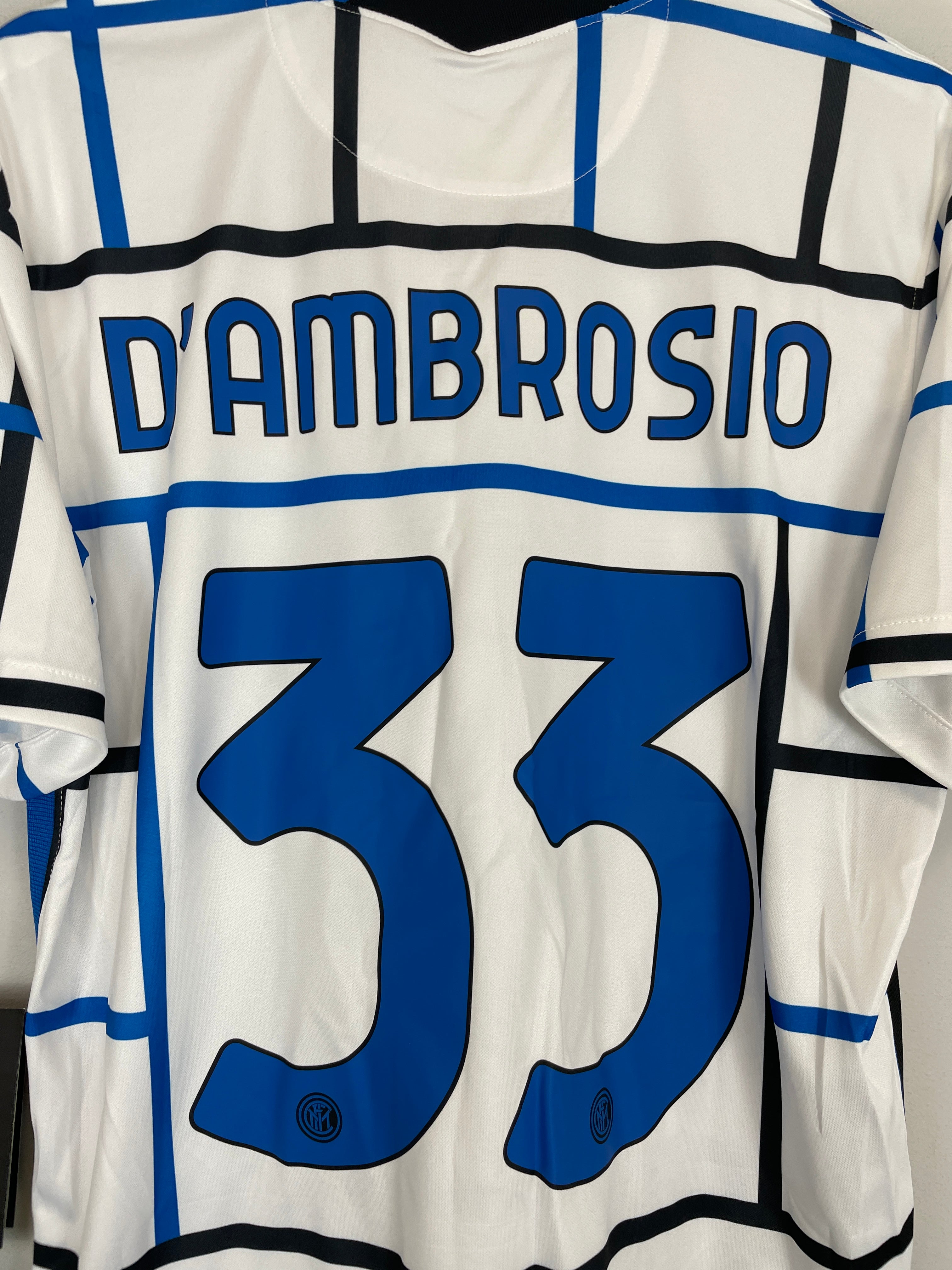 Shop 2020/21 INTER MILAN D'AMBROSIO #33 *BNWT* AWAY SHIRT (L) NIKE, classic football shirts, vintage football shirts & retro soccer jerseys at Cult Kits