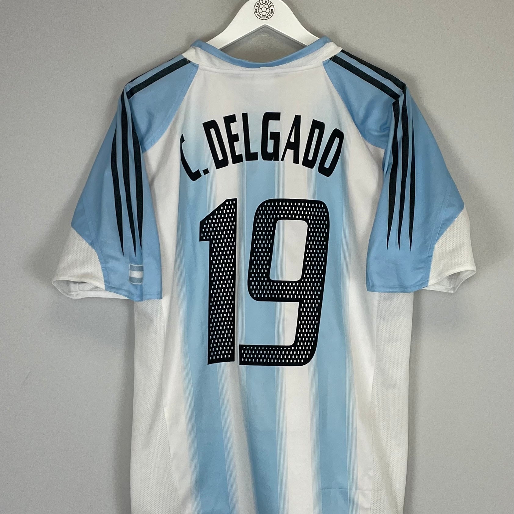 Shop 2004/05 ARGENTINA C.DELGADO #19 HOME SHIRT (M) ADIDAS, classic football shirts, vintage football shirts & retro soccer jerseys at Cult Kits
