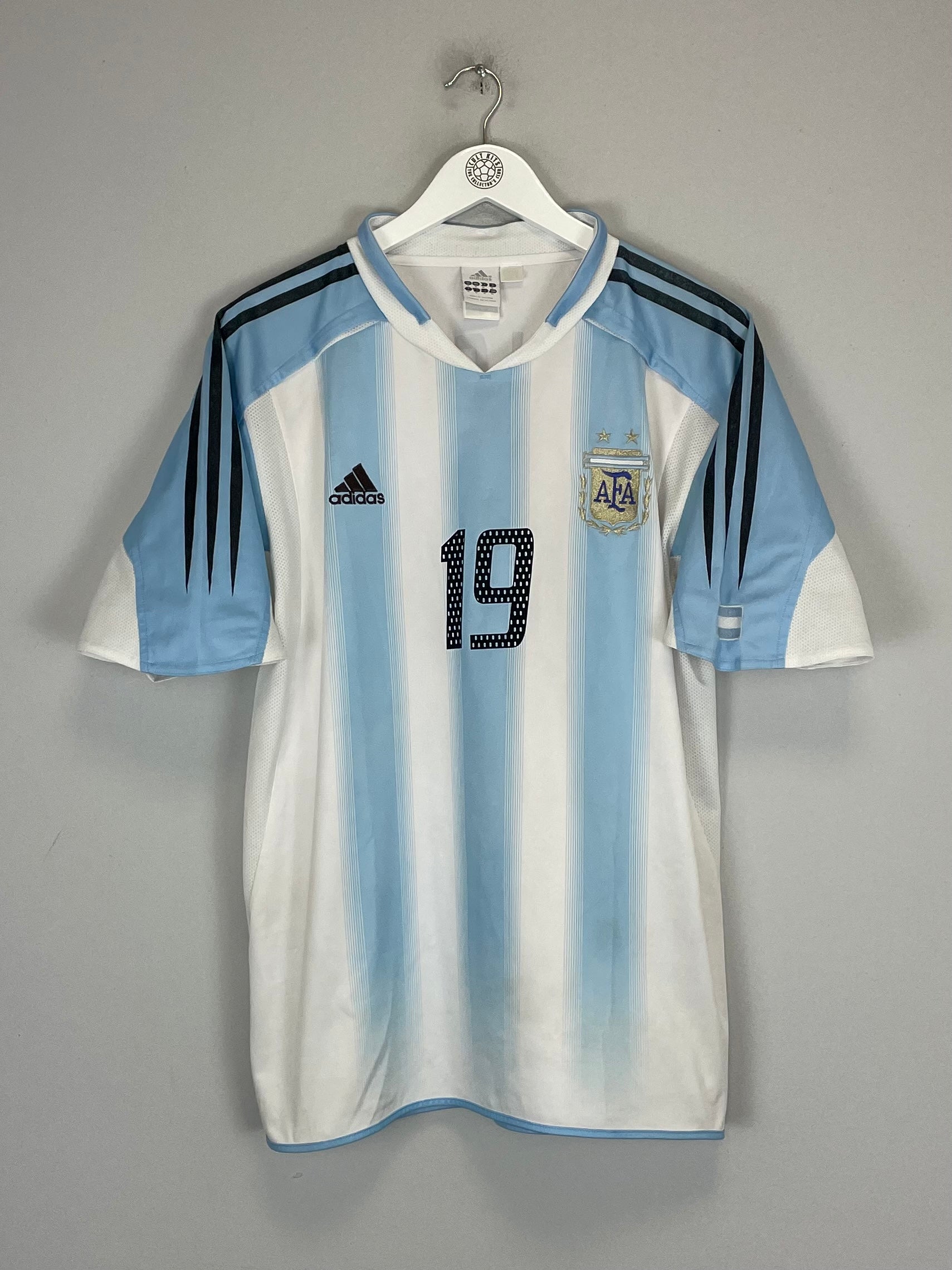 Shop 2004/05 ARGENTINA C.DELGADO #19 HOME SHIRT (M) ADIDAS, classic football shirts, vintage football shirts & retro soccer jerseys at Cult Kits