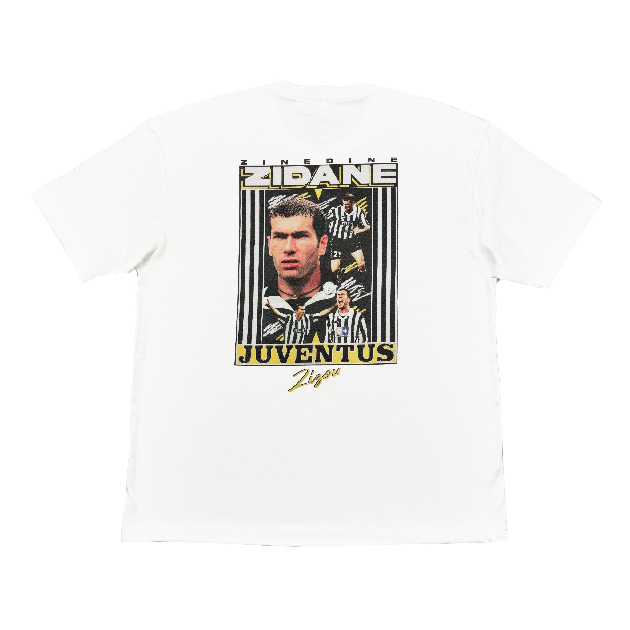 Juventus Zizou Bootleg Tee - 90s Zidane White Graphic T-Shirt at Cult Kits 