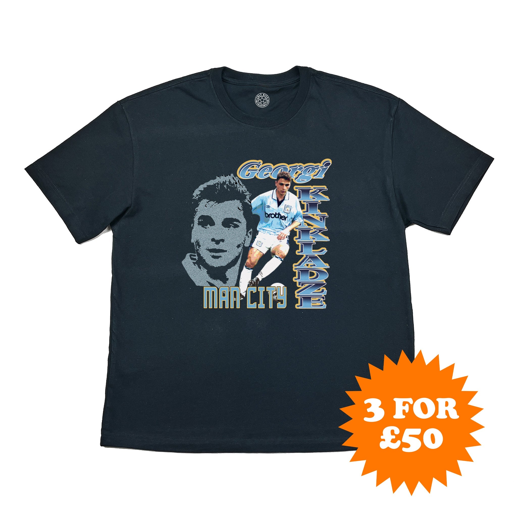 Buy Man City Kinkladze Bootleg Tee ~ Free worldwide shipping ~ Authentic Vintage Football Shirts from Cult Kits