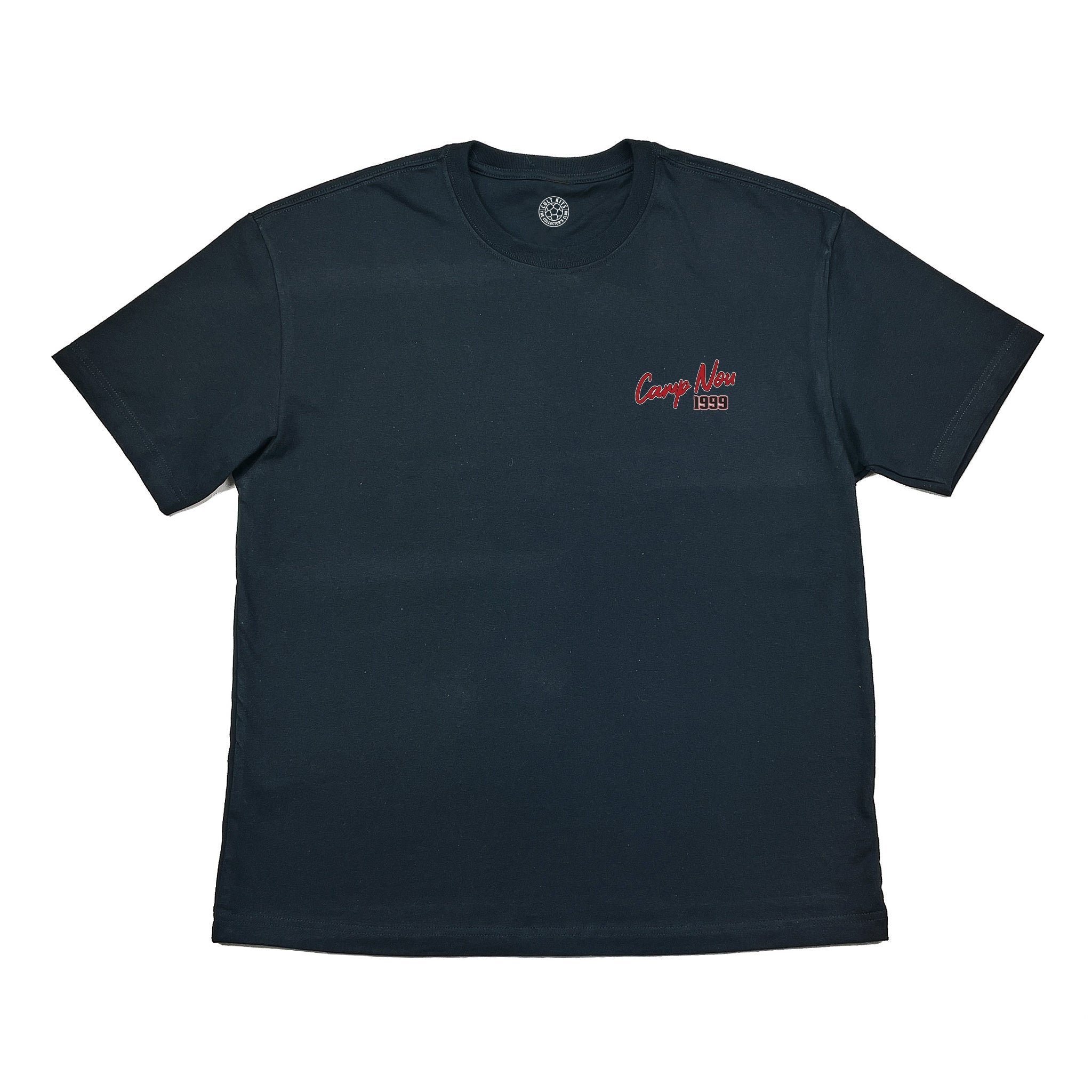 Black Manchester United Beckham 'Camp Nou 1999' Bootleg Tee at Cult Kits (front)
