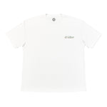 A white short-sleeve crewneck t-shirt with a small 'El Kaiser' graphic printed on the left chest in green and black, displayed flat against a white background.