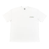 A white short-sleeve crewneck t-shirt with a small 'El Kaiser' graphic printed on the left chest in green and black, displayed flat against a white background.