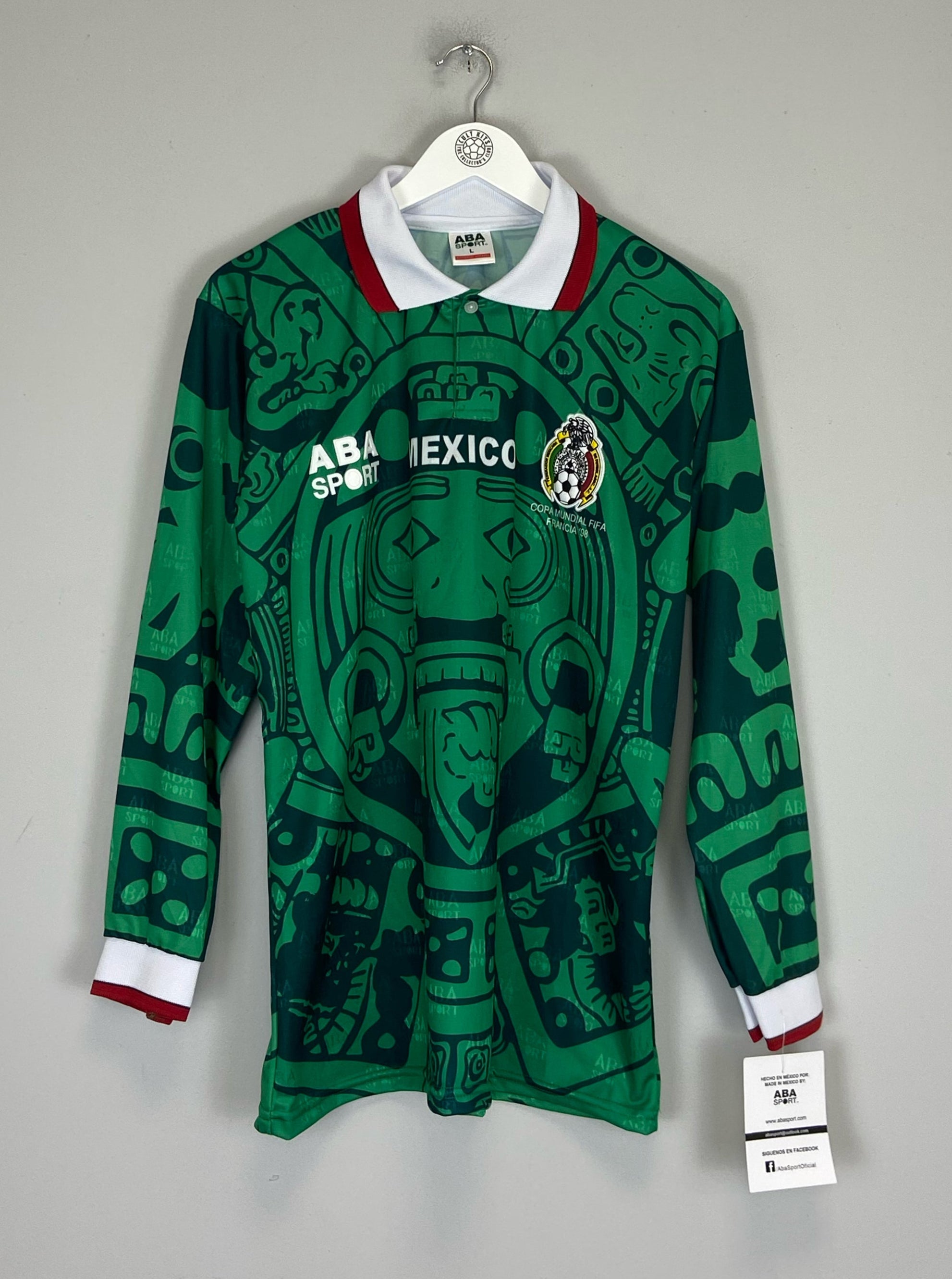 Shop 1998 Mexico *Reissue* L/S Home Shirt (Multiple Sizes) ABA Sport, classic football shirts, vintage football shirts & retro soccer jerseys at Cult Kits