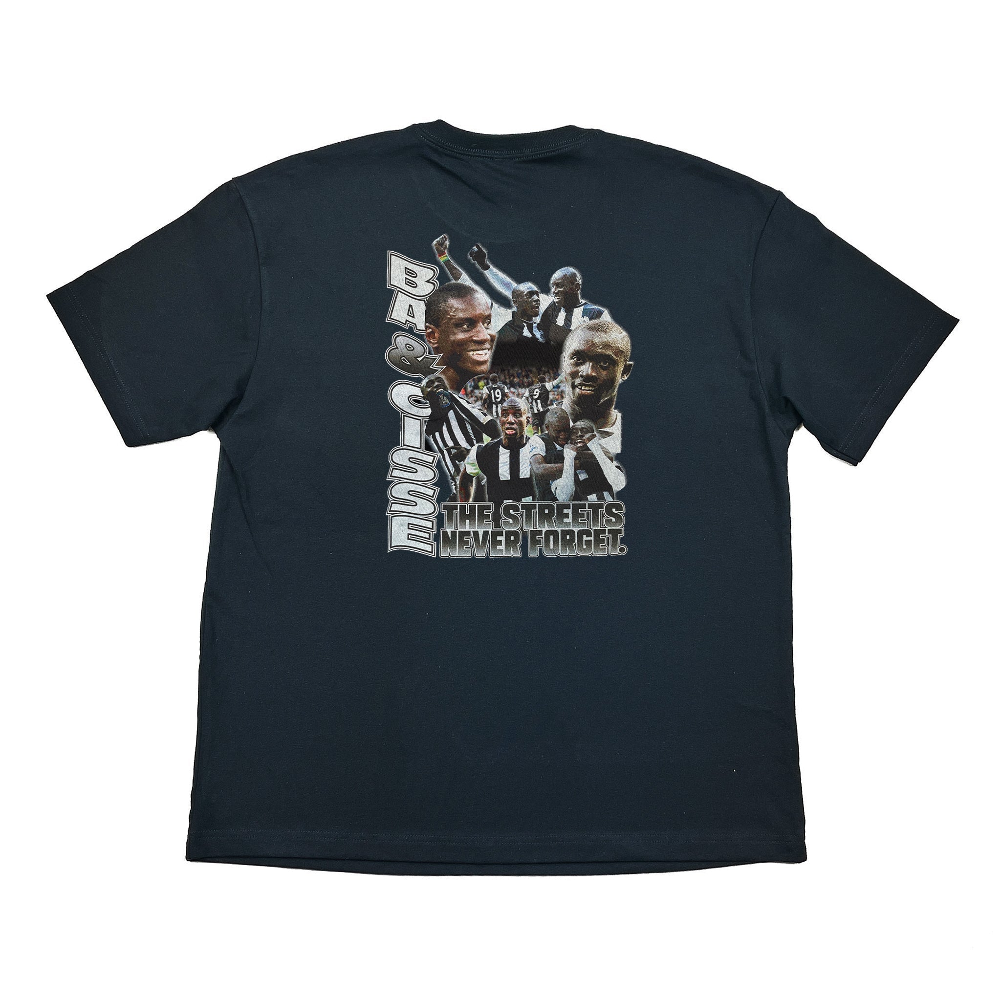 Black Newcastle United Ba & Cisse Bootleg Tee - Graphic Toon T-Shirt at Cult Kits