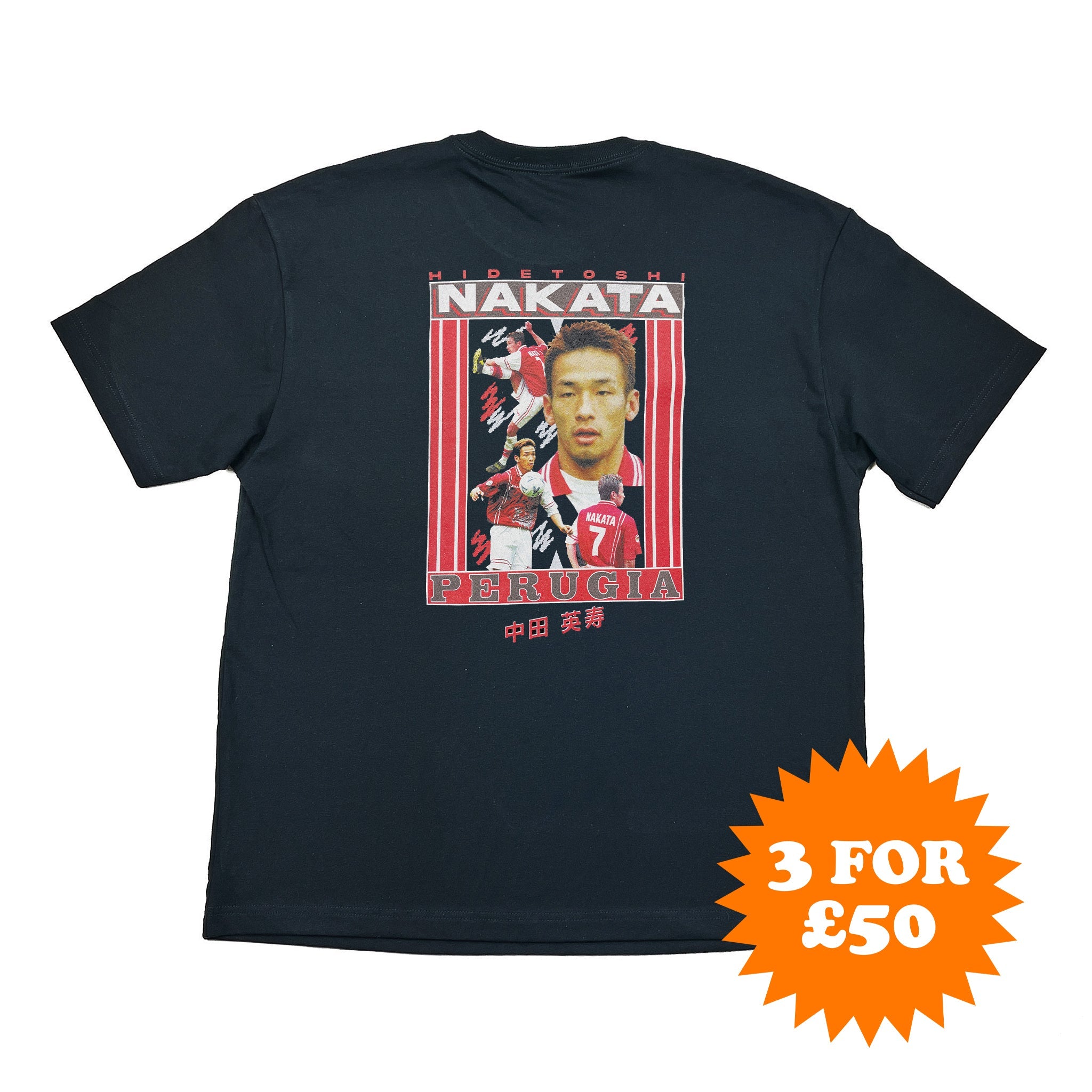Black Perugia Nakata Bootleg Tee - 90s Nakata Graphic T-Shirt at Cult Kits