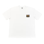 Buy the white Real Madrid Galácticos Bootleg Tee, inspired by the legendary team of the 2000s featuring icons like Zidane, Ronaldo, Beckham, and Figo (front)