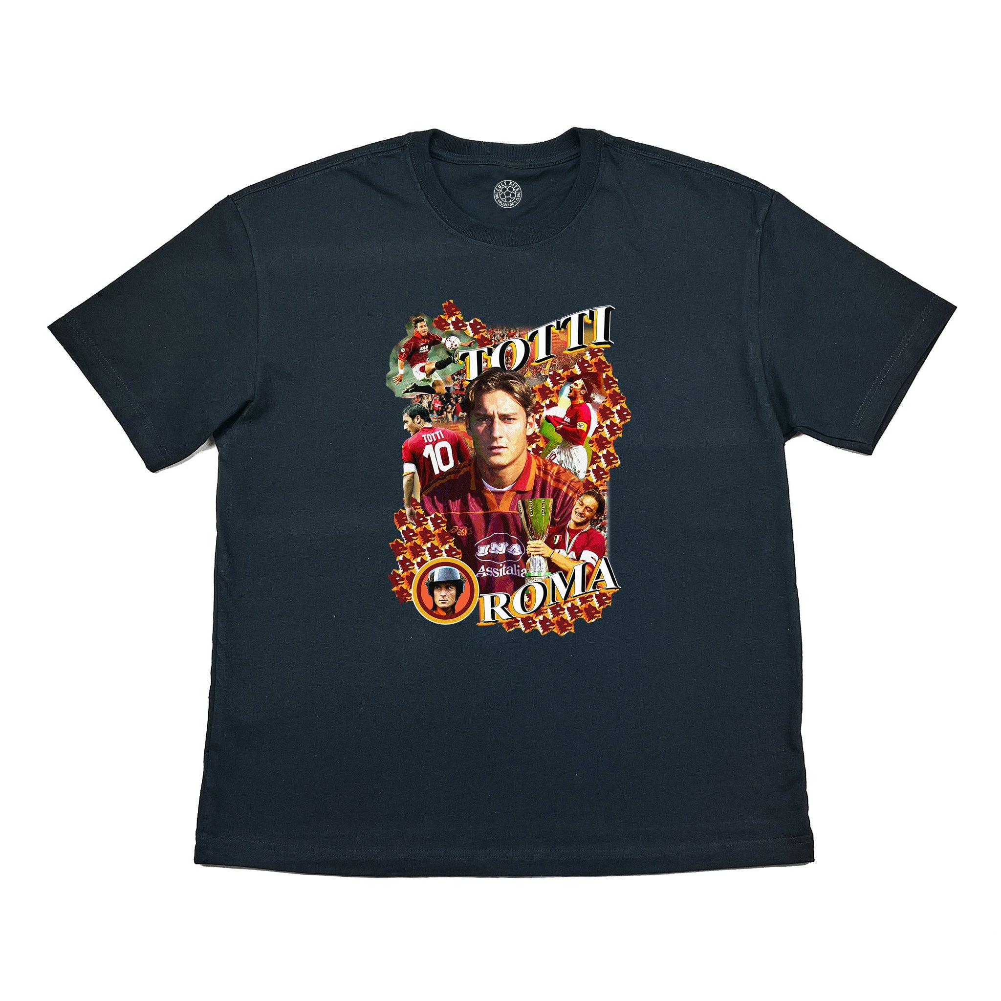 Black Roma Totti Bootleg Tee - Serie A Graphic T-Shirts at Cult Kits