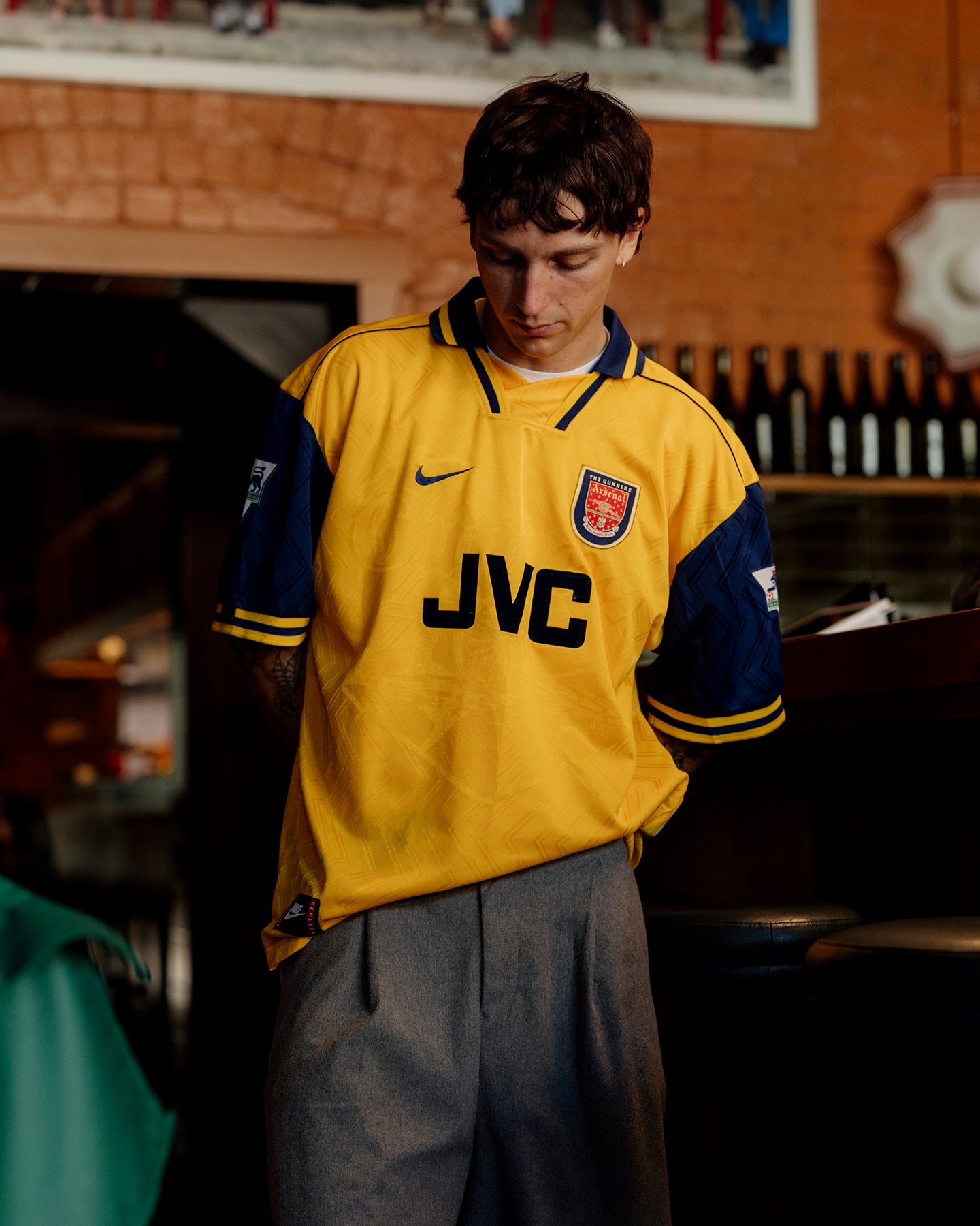 Arsenal 1993 Arsenal Jvc Kit Yellow ?✍? ARSENAL FC GOLDEN ENGLISH