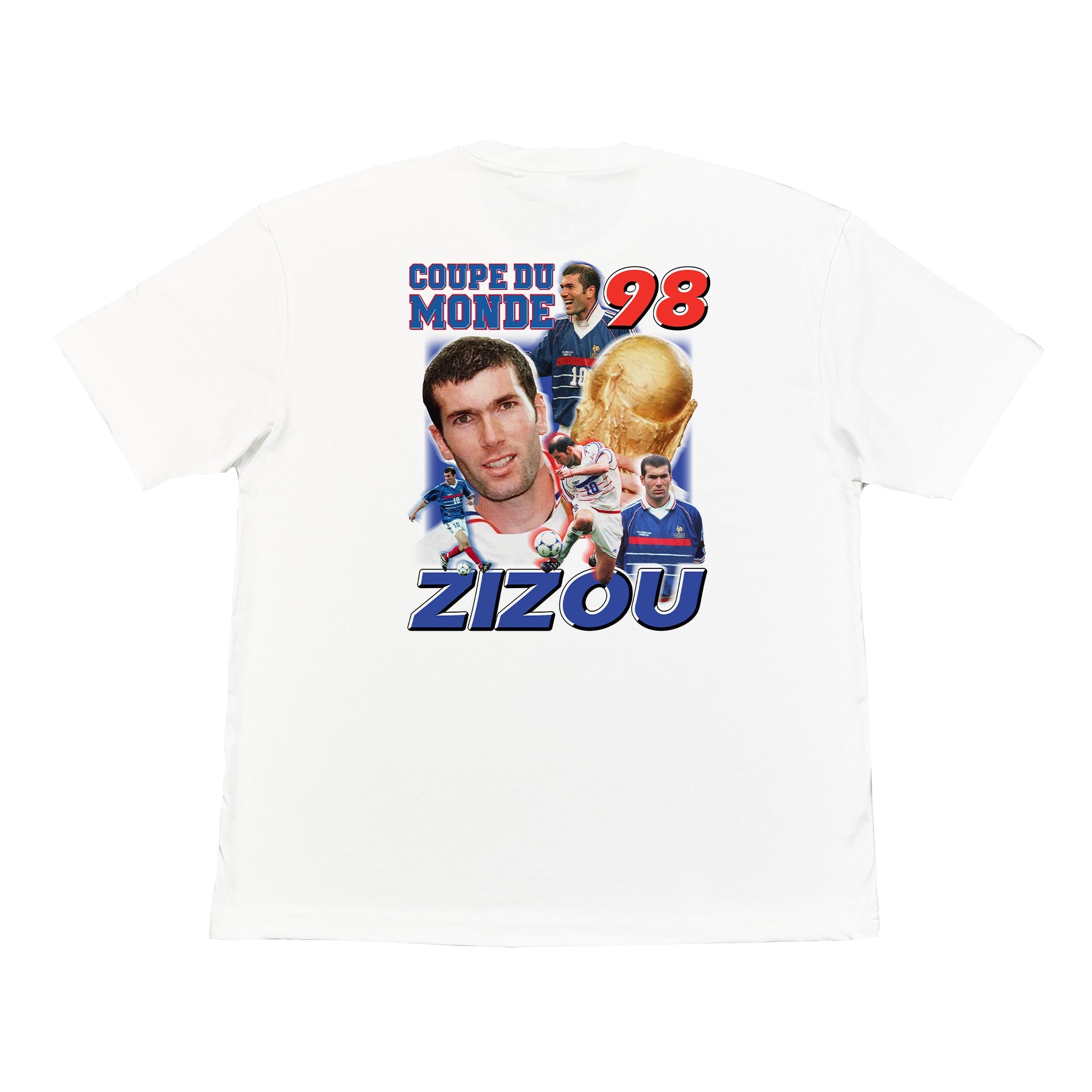 Buy the White World Cup Zizou 98 Bootleg Tee - Zidane 1998 Graphic T-Shirt at Cult Kits