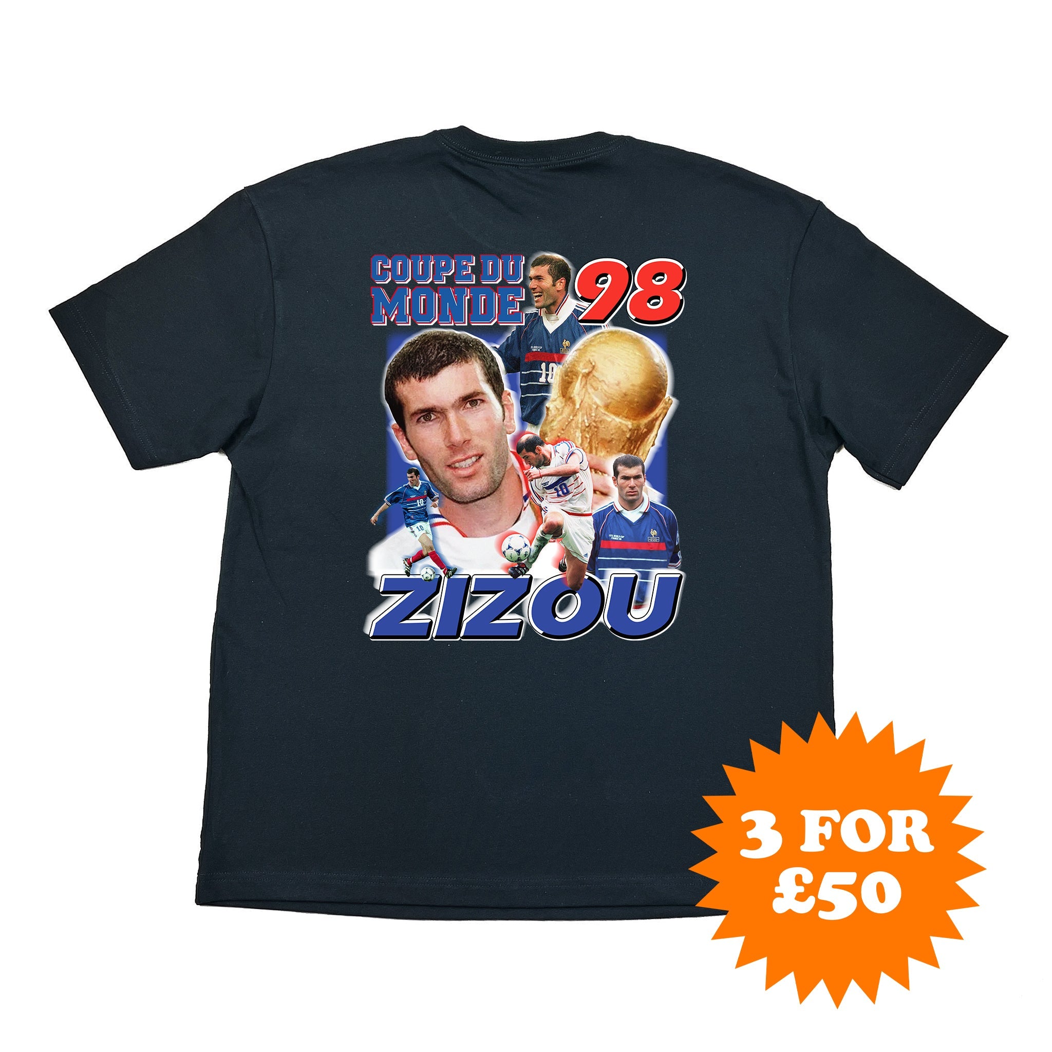 Buy the World Cup Zizou 98 Bootleg Tee - Zidane 1998 Graphic T-Shirt at Cult Kits