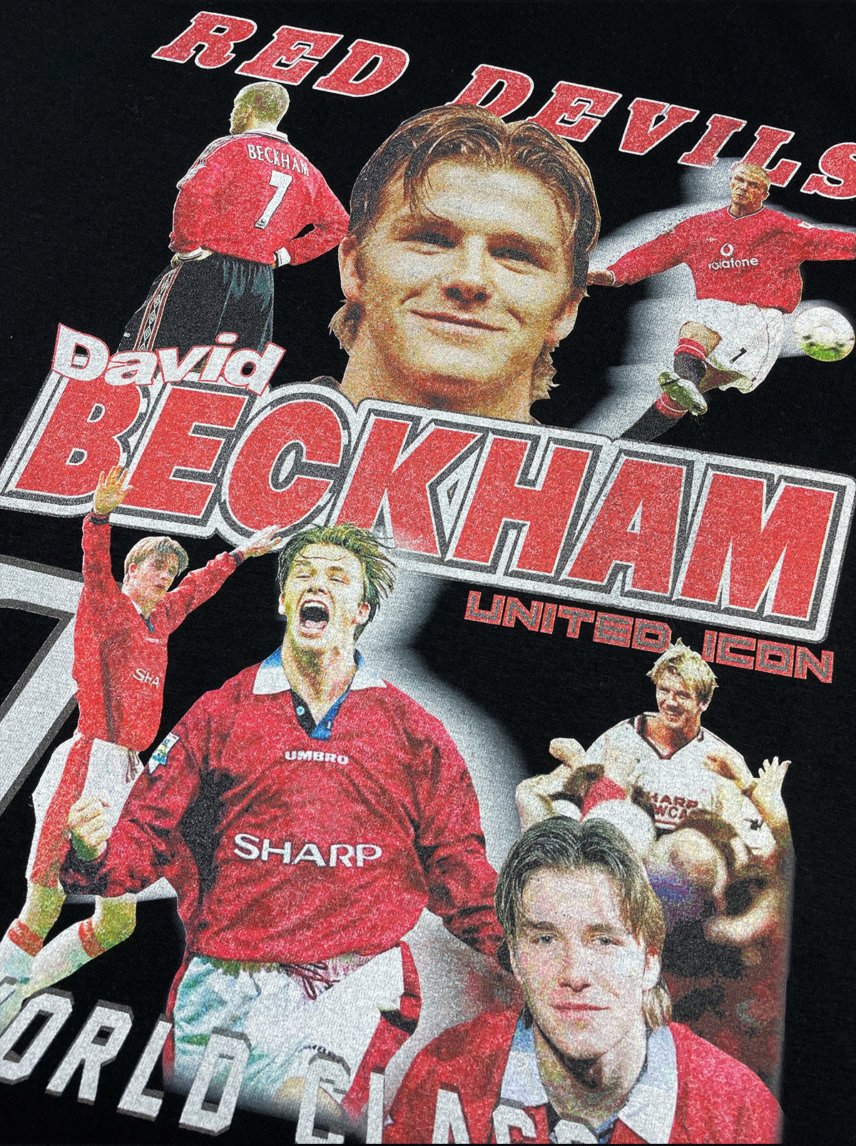 Shop MANCHESTER UNITED BECKHAM BOOTLEG TEE, classic football shirts, vintage football shirts & retro soccer jerseys at Cult Kits
