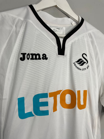 2017/18 SWANSEA CITY SANCHES #35 *MATCH WORN* HOME SHIRT (L) JOMA