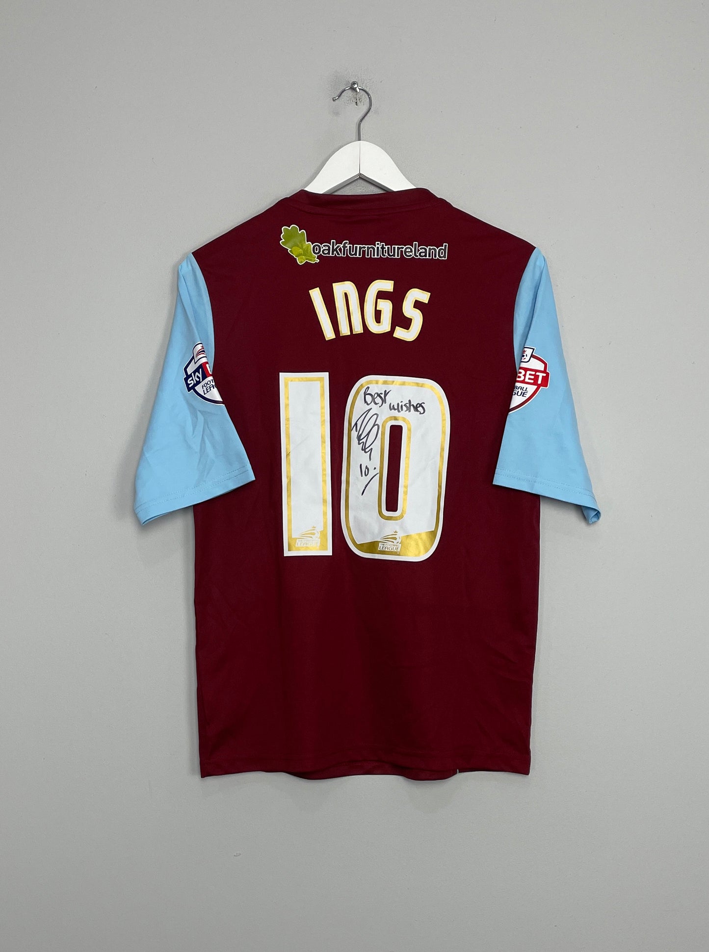 2013/14 BURNLEY INGS #10 *MATCH ISSUE + SIGNED* HOME SHIRT (M) PUMA