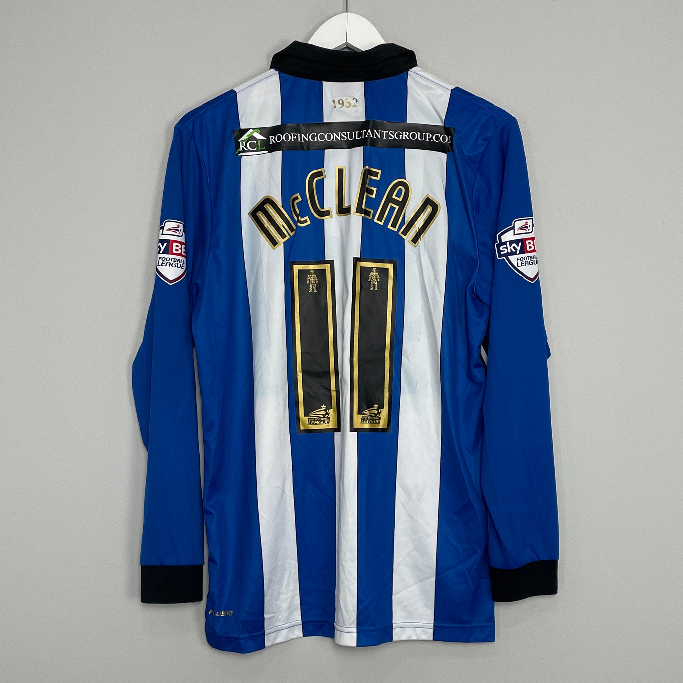 Shop 2014/15 WIGAN MCLEAN #11 *MATCH ISSUE* L/S HOME SHIRT (M) MI-FIT, classic football shirts, vintage football shirts & retro soccer jerseys at Cult Kits
