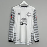 2015/16 EVERTON STONES #5 *MATCH ISSUE + SIGNED* L/S CUP AWAY SHIRT (M) UMBRO