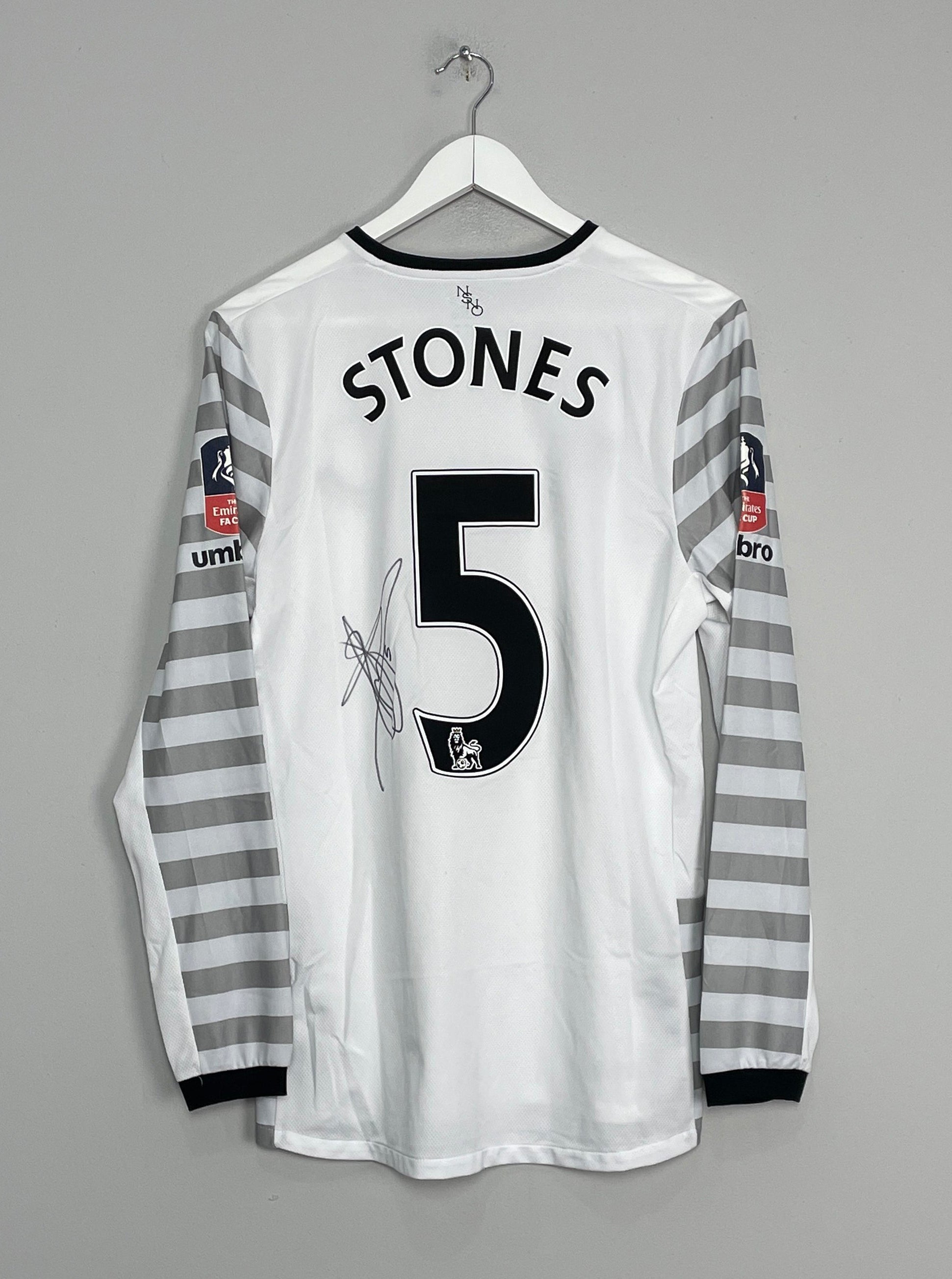 Shop 2015/16 EVERTON STONES #5 *MATCH ISSUE + SIGNED* L/S CUP AWAY SHIRT (M) UMBRO, classic football shirts, vintage football shirts & retro soccer jerseys at Cult Kits