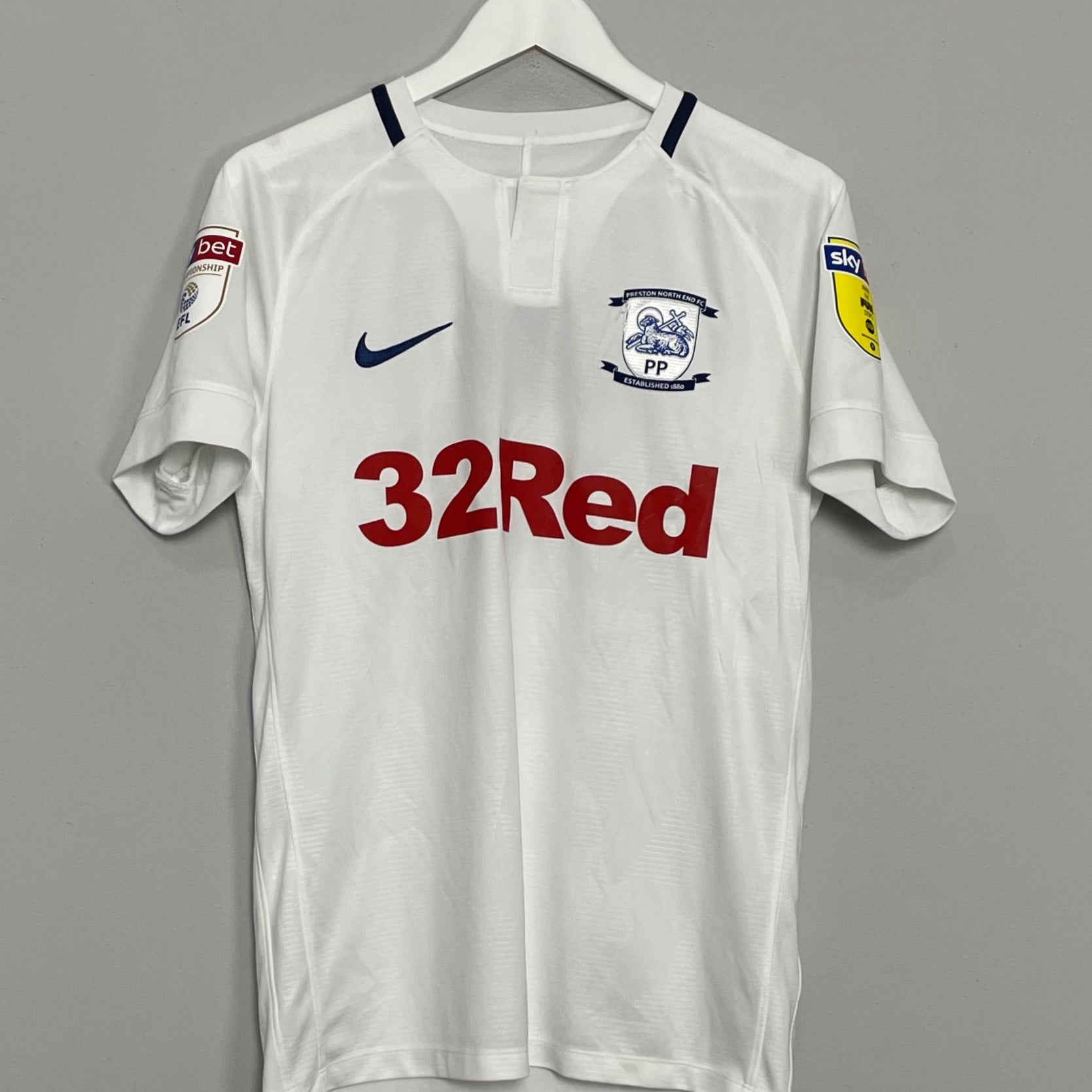 Shop 2018/19 PRESTON NORTH END DAVIES #6 *MATCH ISSUE* HOME SHIRT (M) NIKE, classic football shirts, vintage football shirts & retro soccer jerseys at Cult Kits