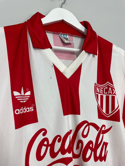 1994/95 NECAXA #14 *PLAYER ISSUE + SIGNED* HOME SHIRT (L) ADIDAS