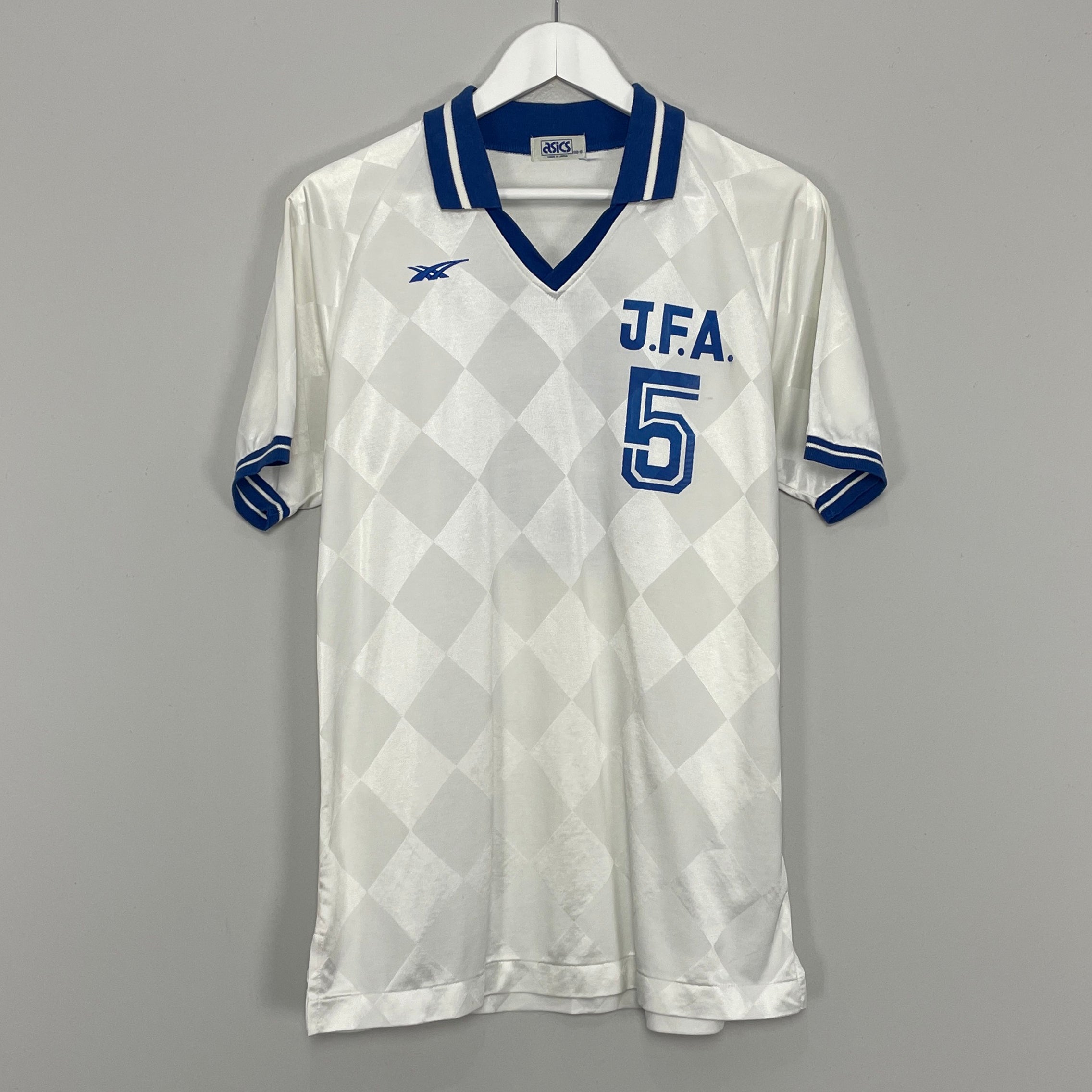 Shop 1987/88 JAPAN #5 *OLYMPIC QUALIFIER - PLAYER ISSUE* AWAY SHIRT (M) ASICS, classic football shirts, vintage football shirts & retro soccer jerseys at Cult Kits