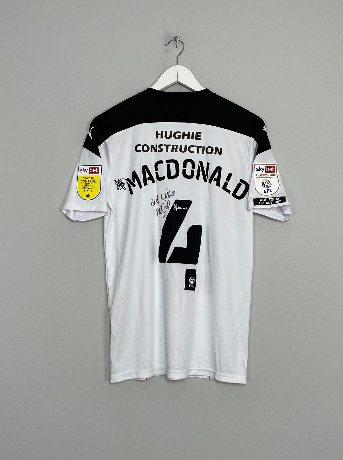 2020/21 ROTHERHAM MACDONALD #20 *MATCH WORN + SIGNED+ AWAY SHIRT (M) PUMA