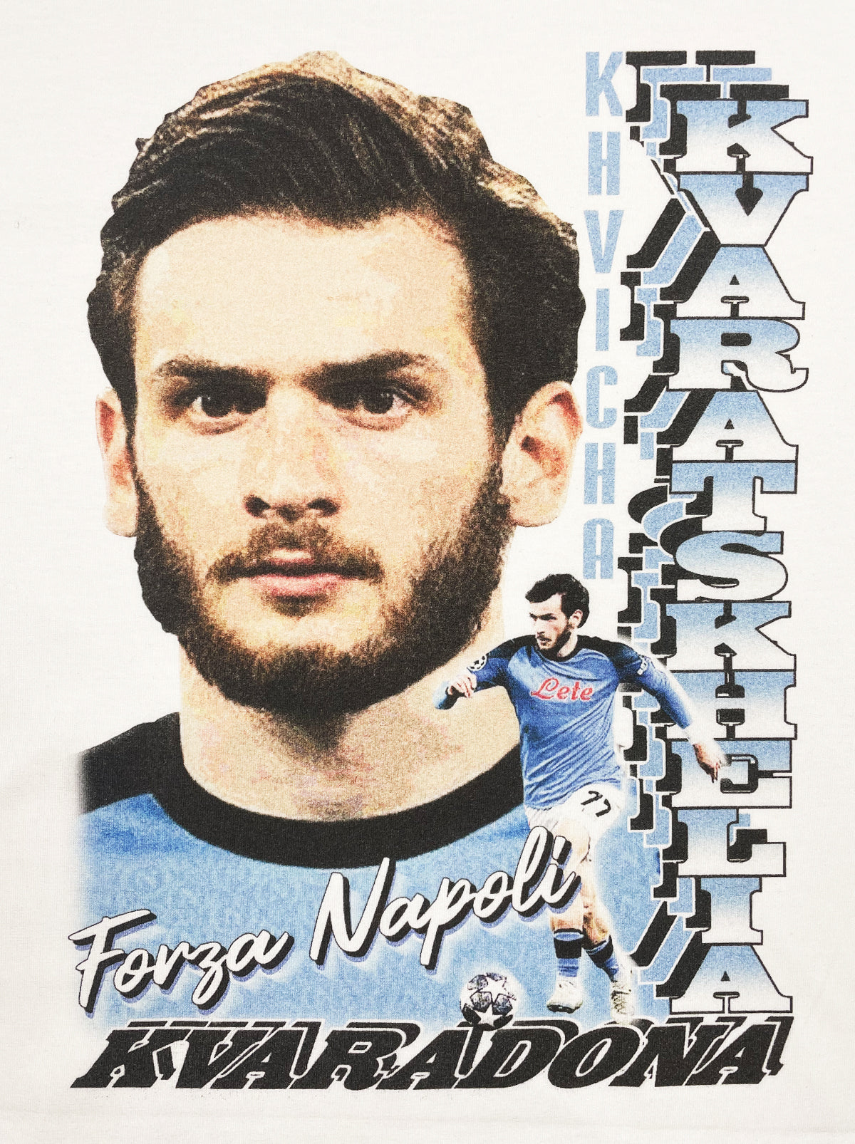 Shop NAPOLI KHVICHA KVARATSKHELIA BOOTLEG TEE, classic football shirts, vintage football shirts & retro soccer jerseys at Cult Kits