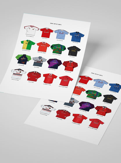 ICONIC MANCHESTER UNITED SHIRTS A3 PRINT